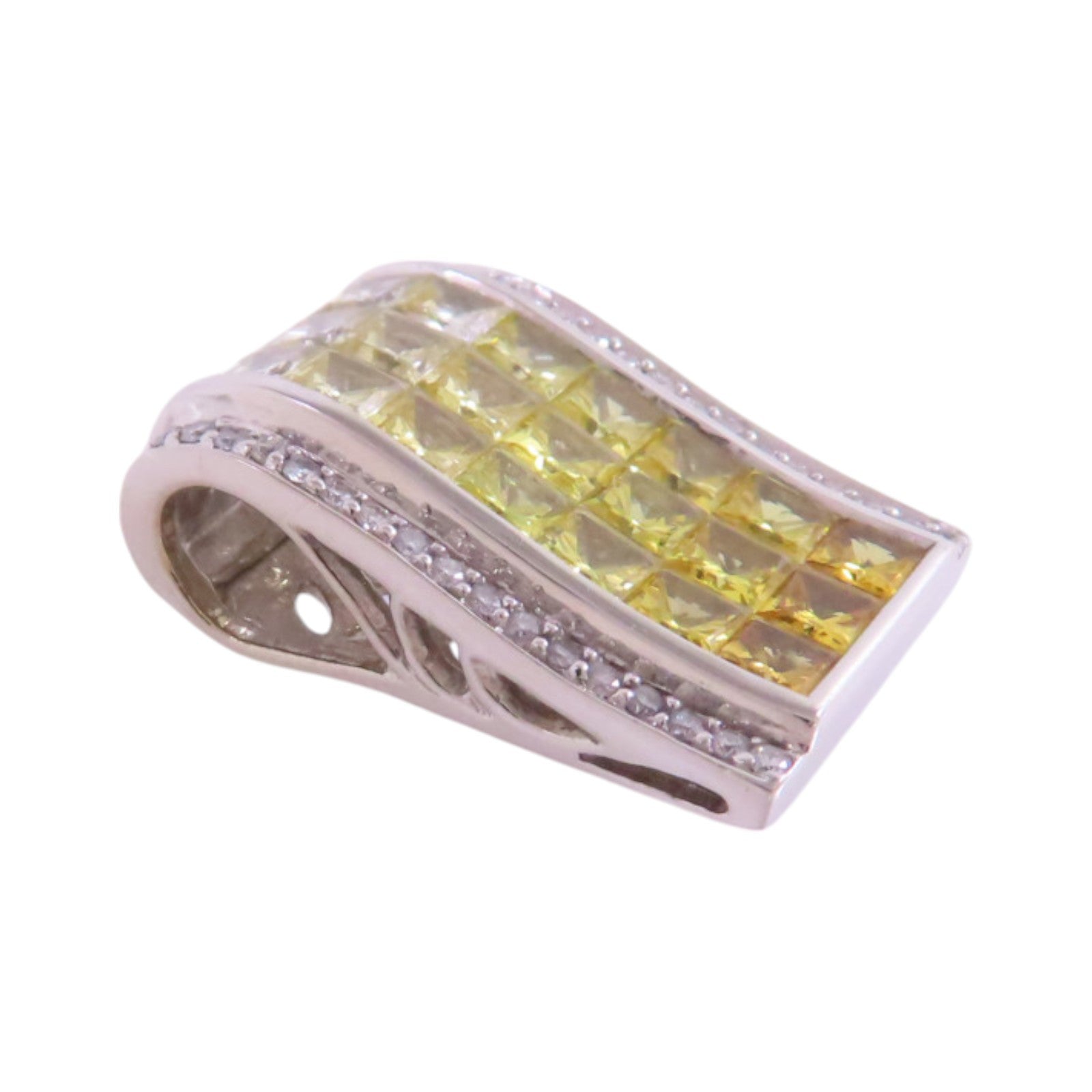 JEWELRY 【激減優惠】18K白金/黃藍寶石/鑽石Yellow Sapphire Diamond Pendant Top吊墜頭扣