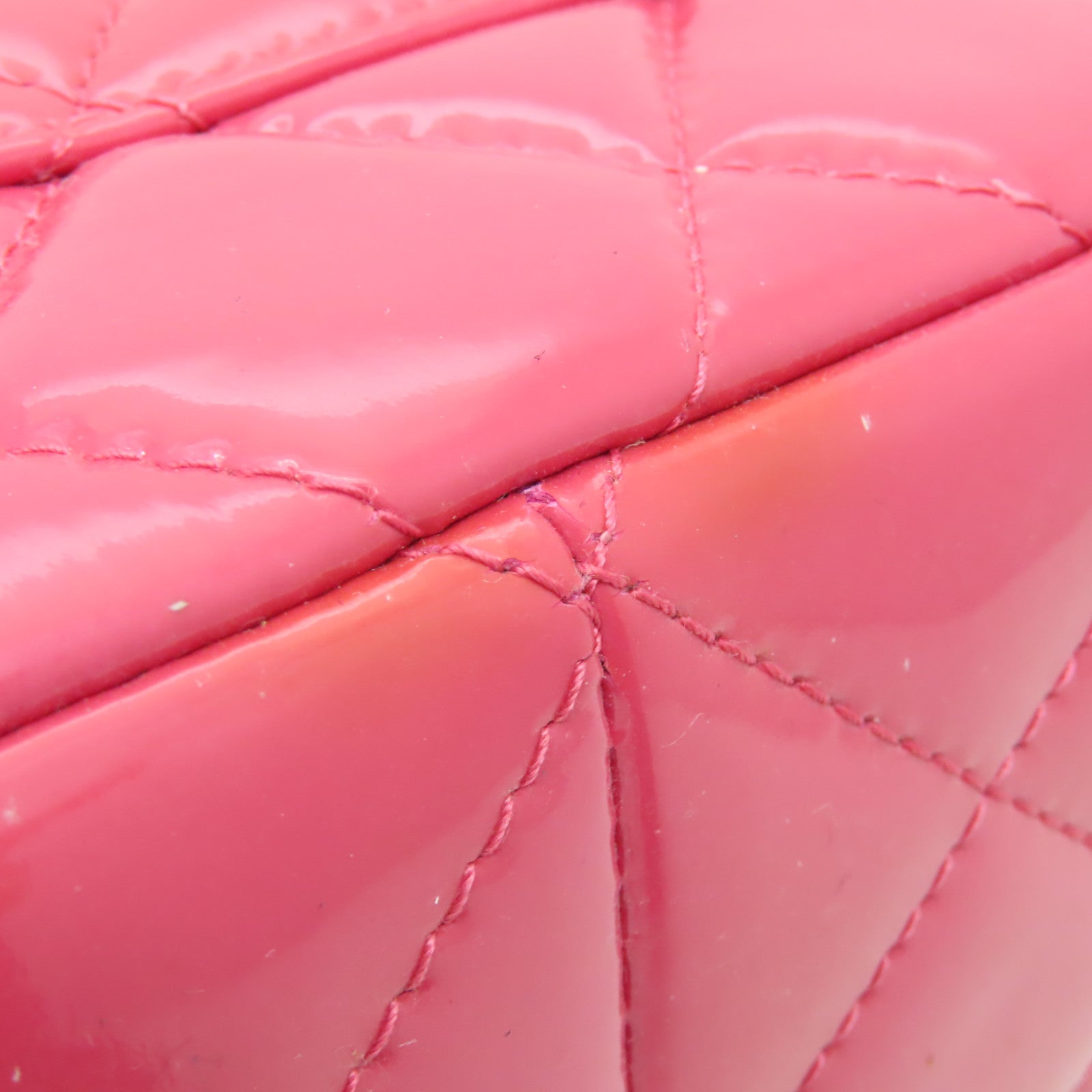 CHANEL **【激減優惠】菱格漆皮皮革Chain Shoulder Bag銀扣鏈帶肩背袋粉紅色