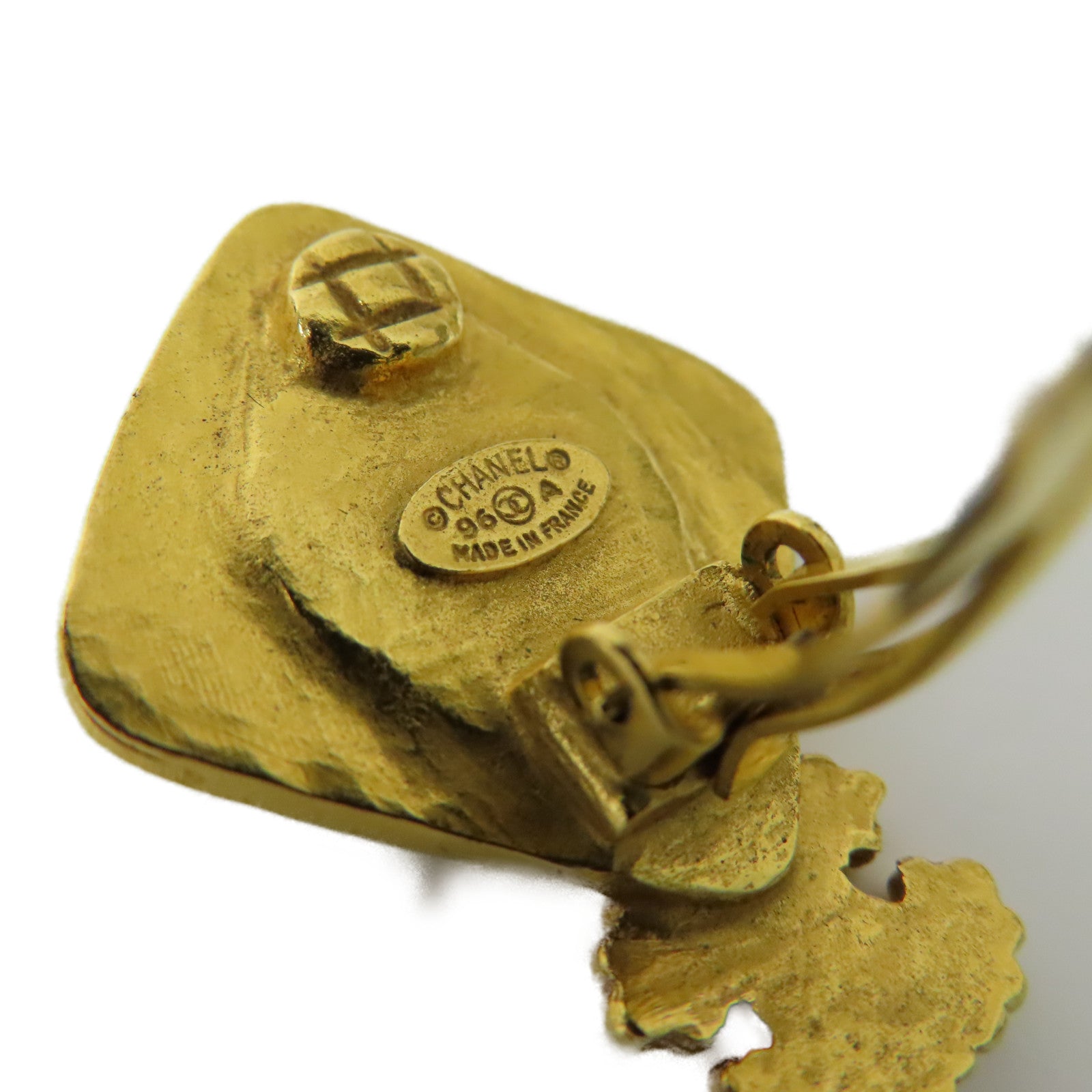 CHANEL CC Earrings Metal Gold Black