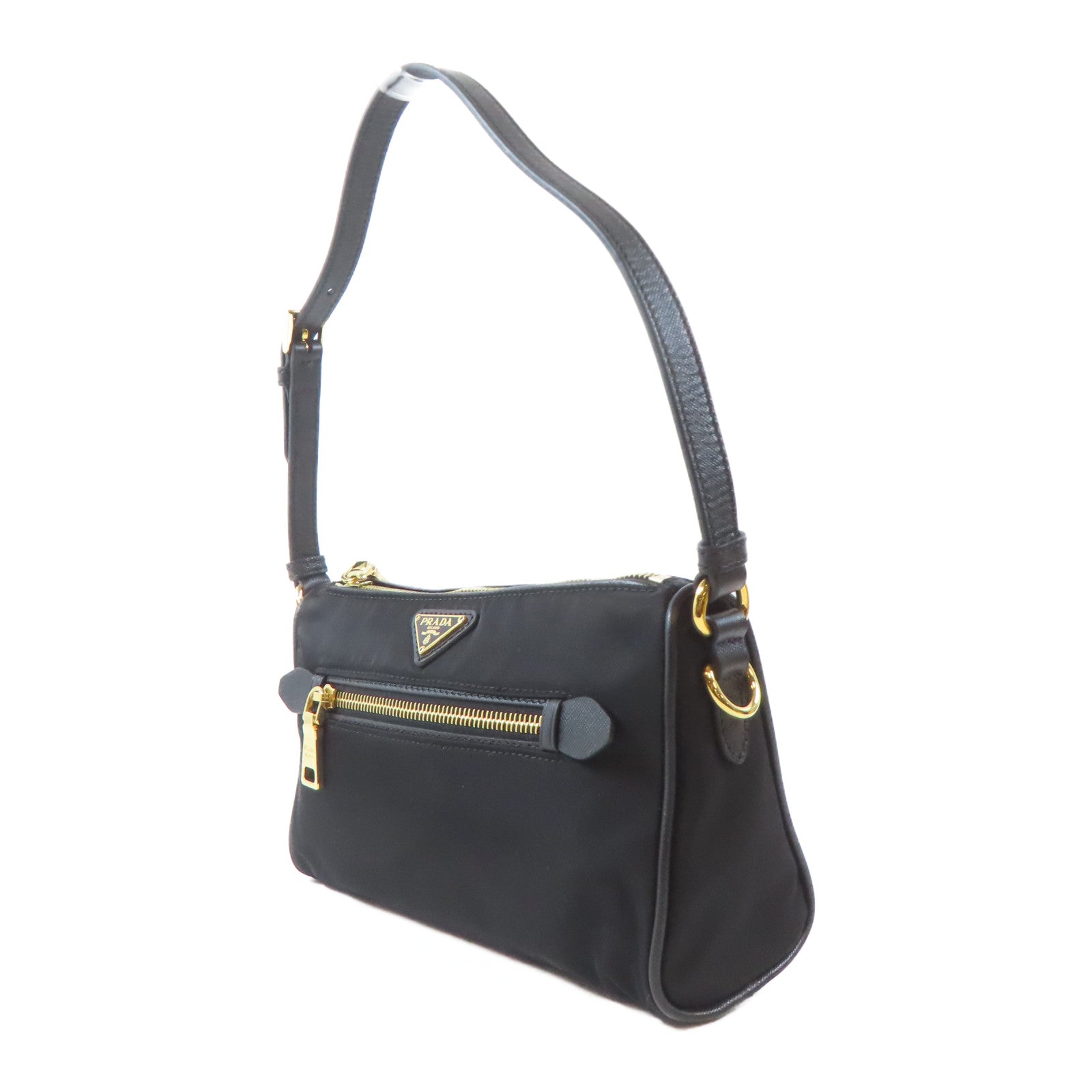 PRADA 尼龍Shoulder Bag金扣肩背袋黑色