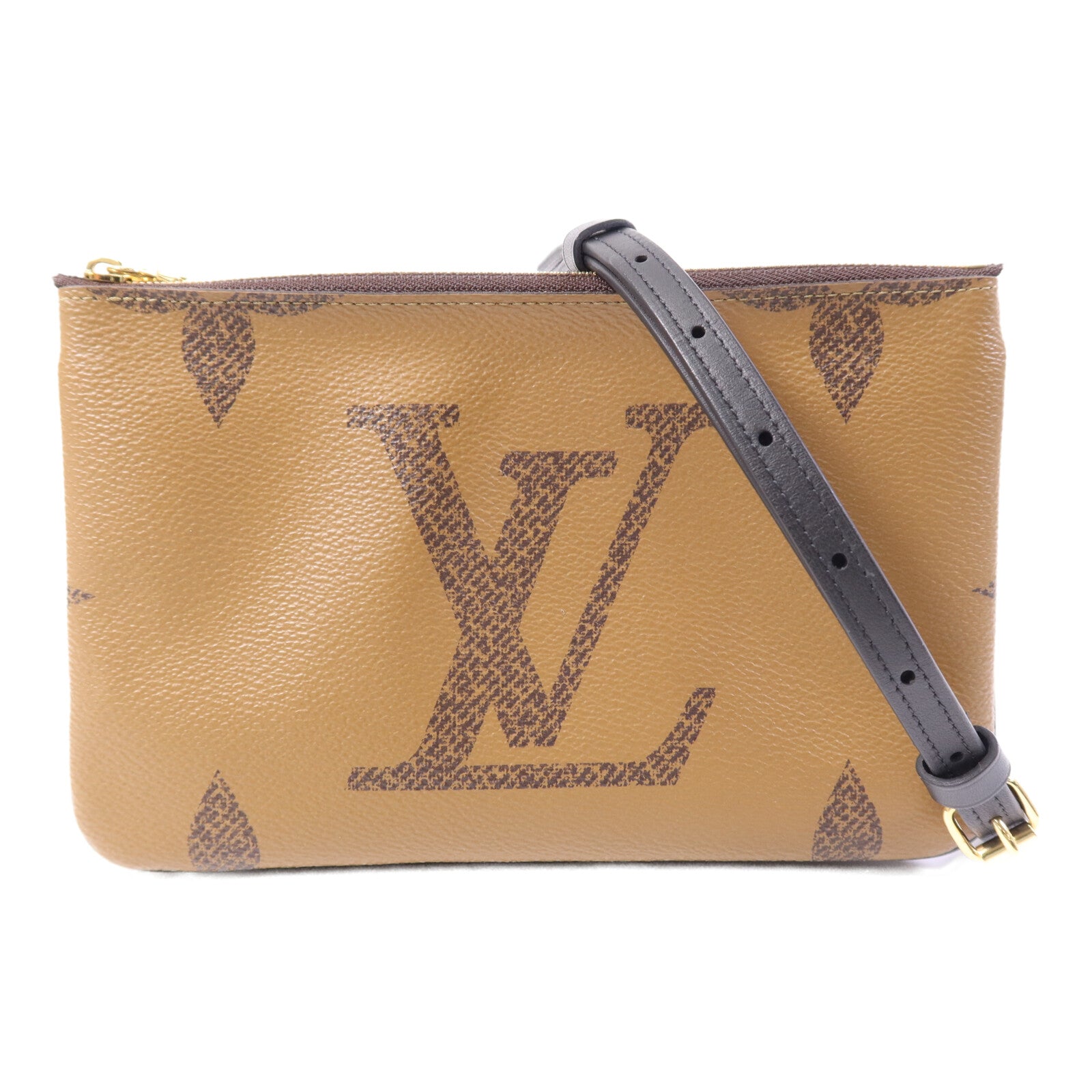LOUIS VUITTON Monogram Giant Reverse Double Zip Pochette金扣肩背袋