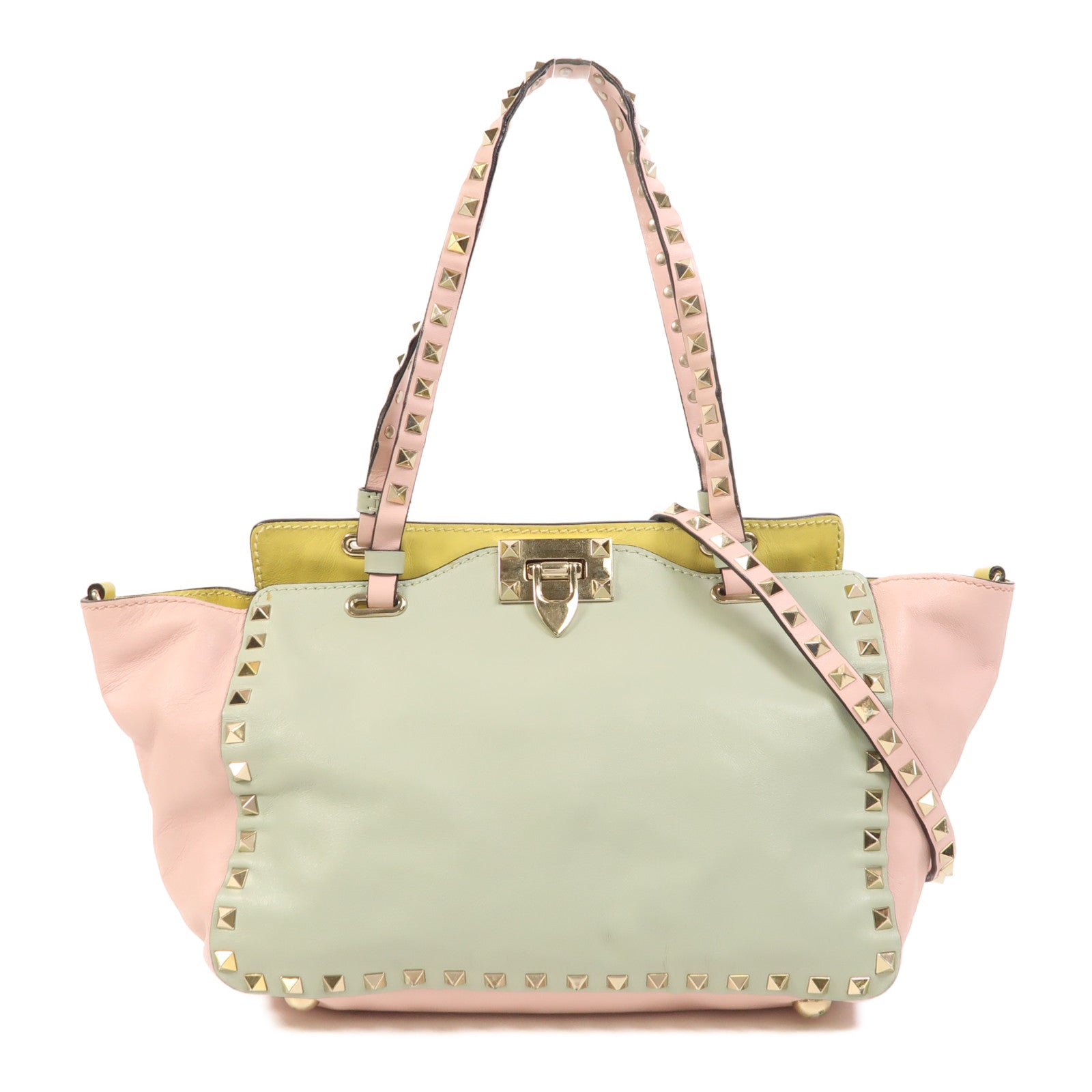 Valentino 羊皮皮革2 Way Shoulder金扣手挽肩背兩用袋