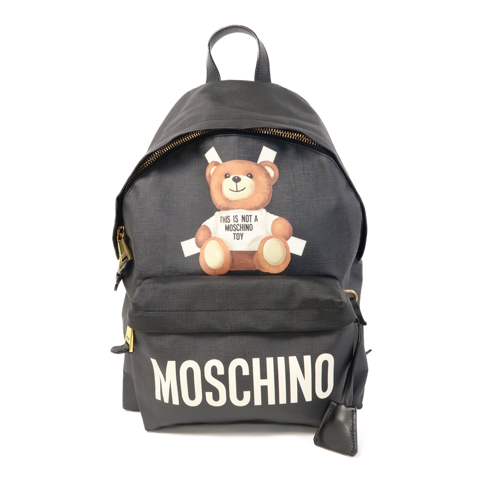 MOSCHINO 【激減優惠】塗層帆布Backpack金扣背包黑色