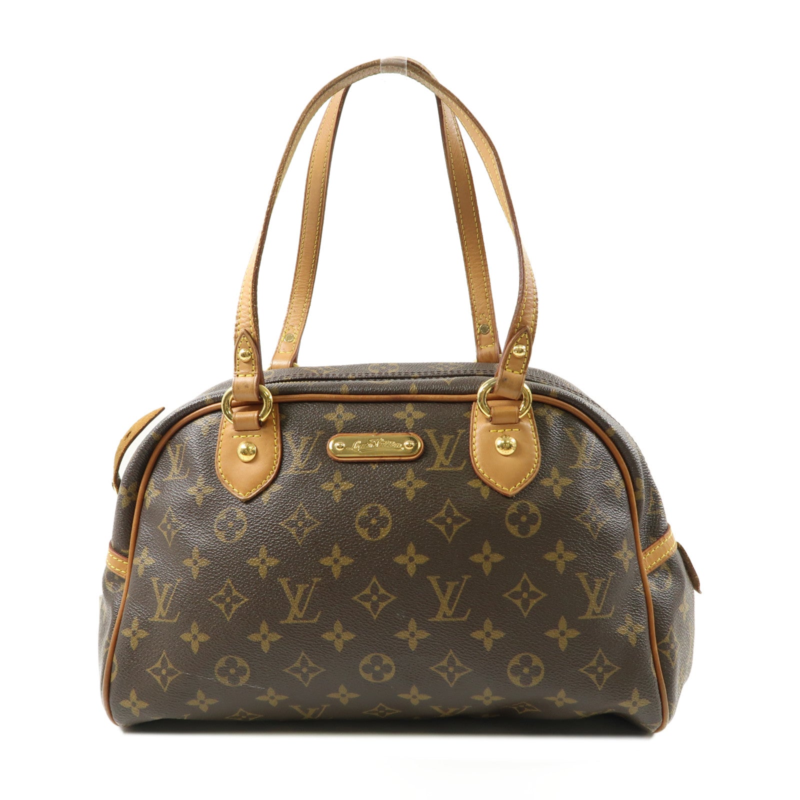LOUIS VUITTON Monogram Montorgueil PM金扣肩背袋棕色