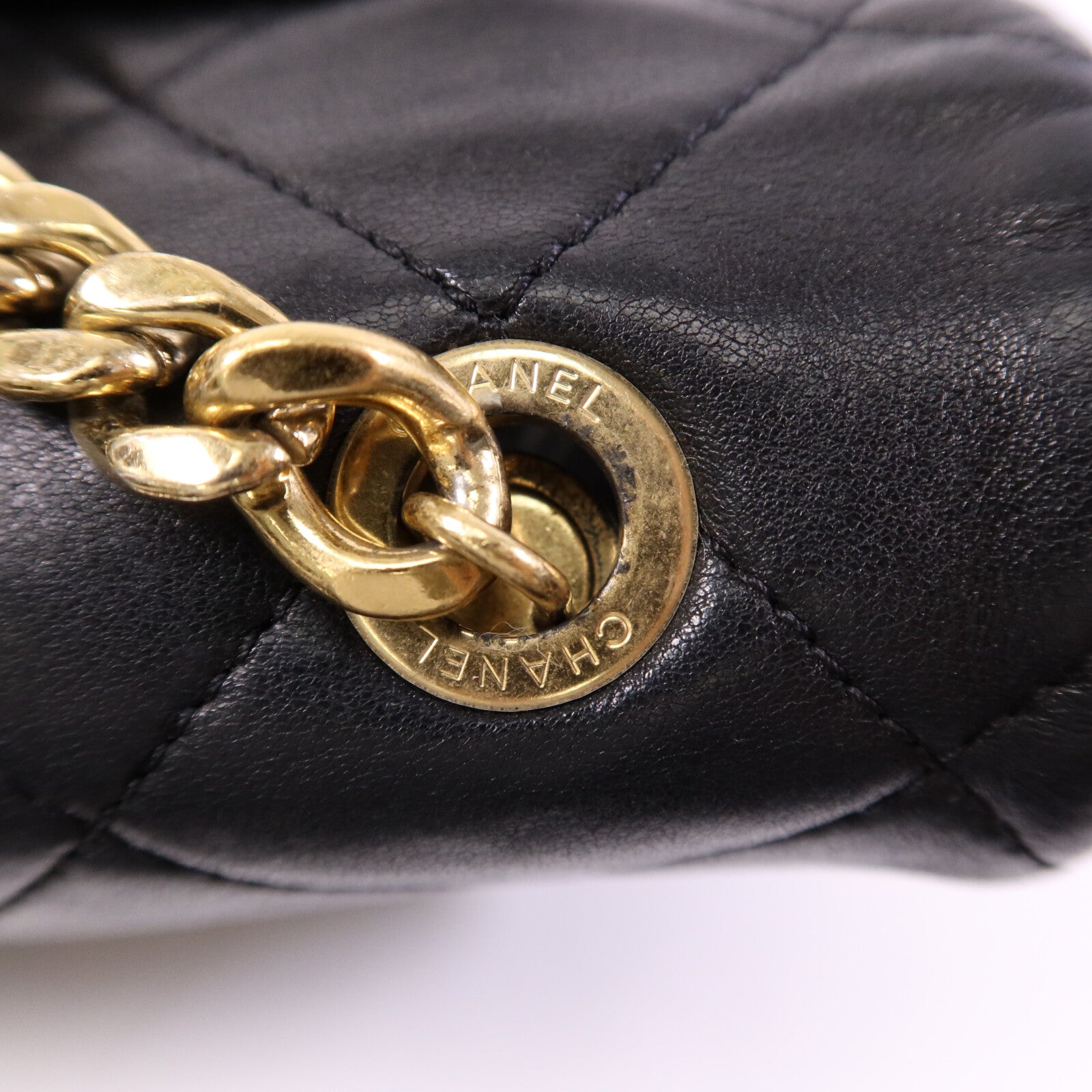 CHANEL 牛皮皮革Chain Shoulder Bag金扣手挽肩背兩用袋