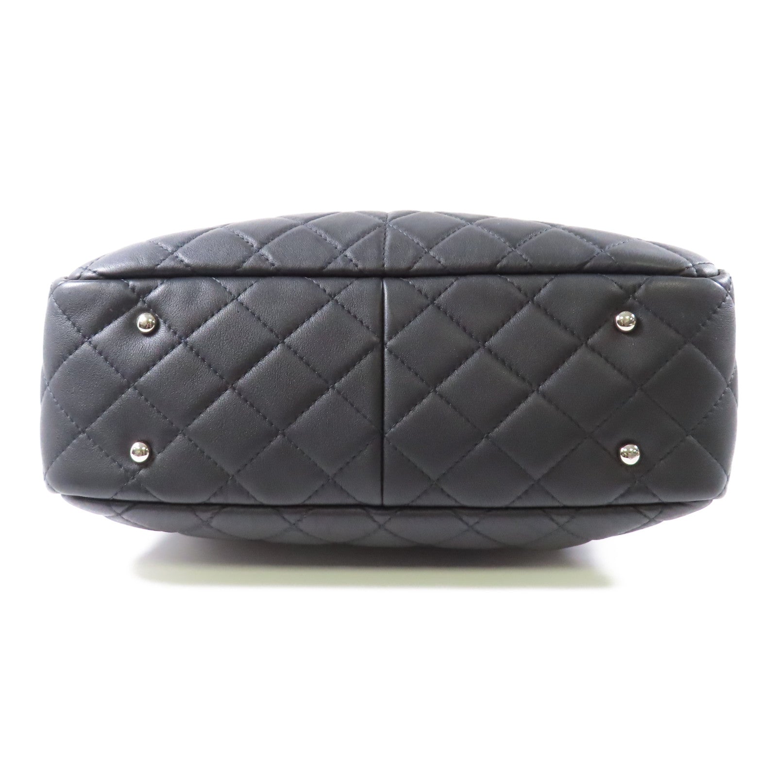 CHANEL 菱格牛皮皮革2way Shoulderbag銀扣手挽肩背兩用袋黑色