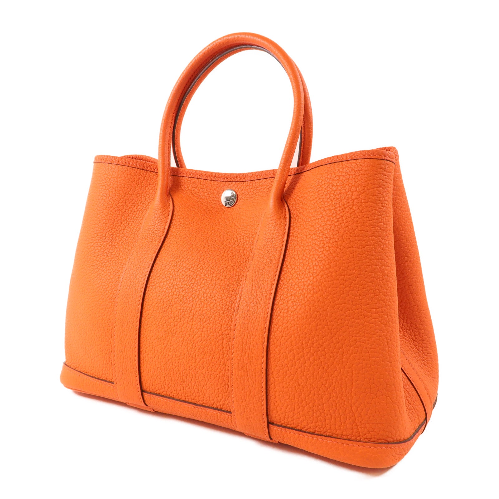 HERMES Negonda皮革Garden Party TPM銀扣手挽袋Orange Poppy