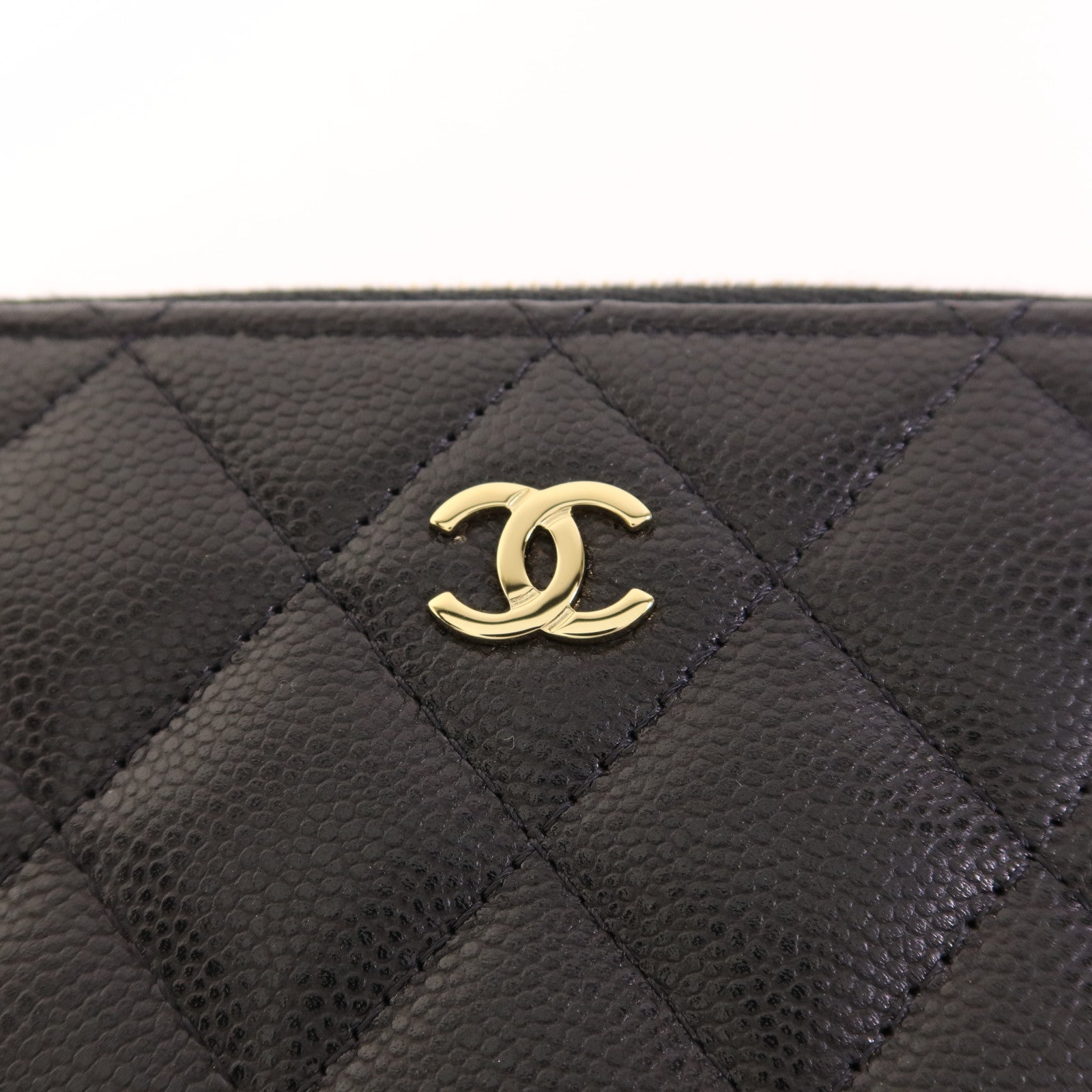 CHANEL 牛皮皮革Round Wallet金扣錢包