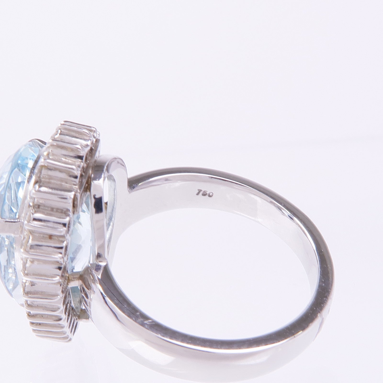 JEWELRY 18K白金Aquamarine Diamond Ring藍晶/鑽石戒指US#4.75
