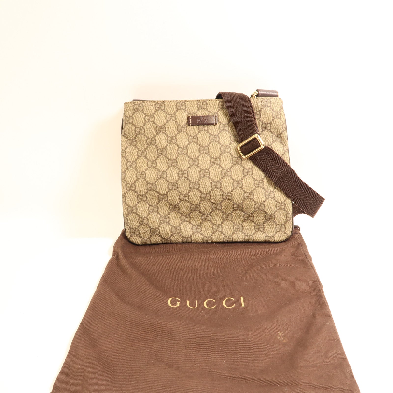 GUCCI 塗層帆布Shoulder Bag銀扣肩背袋