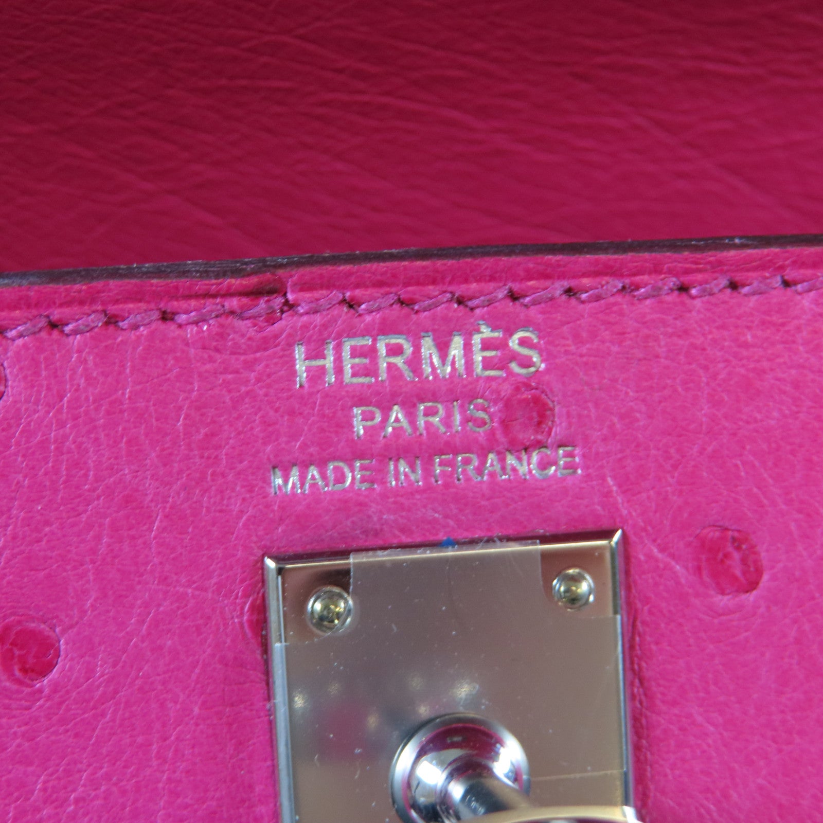 HERMES 【激減優惠】鴕鳥皮革Kelly 25銀扣手挽肩背兩用袋Rose Tyrien糖果粉色
