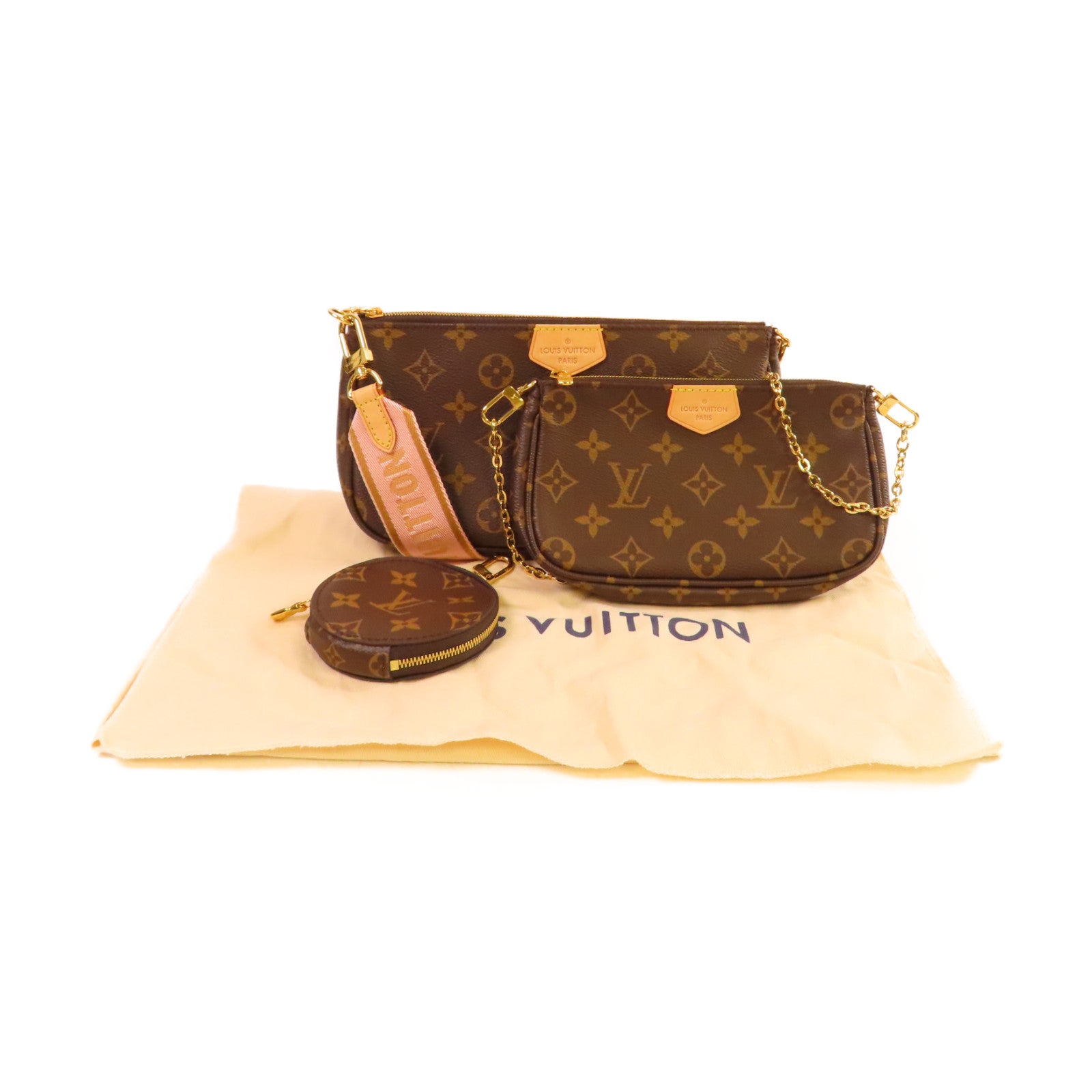 LOUIS VUITTON Monogram Multi Pochette Accessoires Shoulder Bag金扣肩背袋啡色
