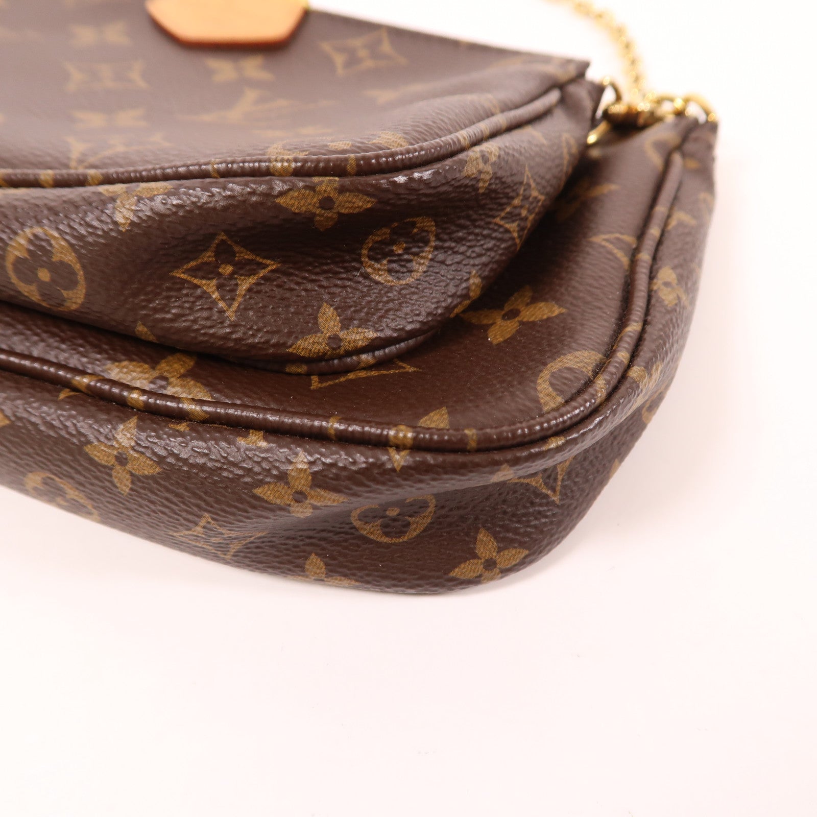 LOUIS VUITTON Monogram Multi Pochette Accessoires金扣肩背袋棕色