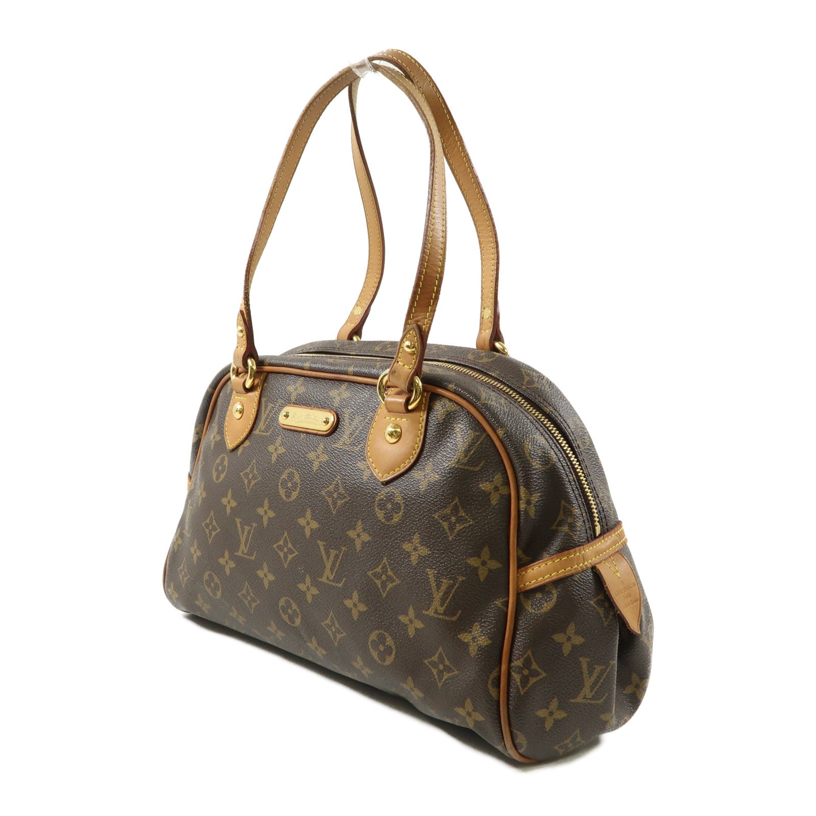 LOUIS VUITTON Monogram Montorgueil PM金扣肩背袋棕色