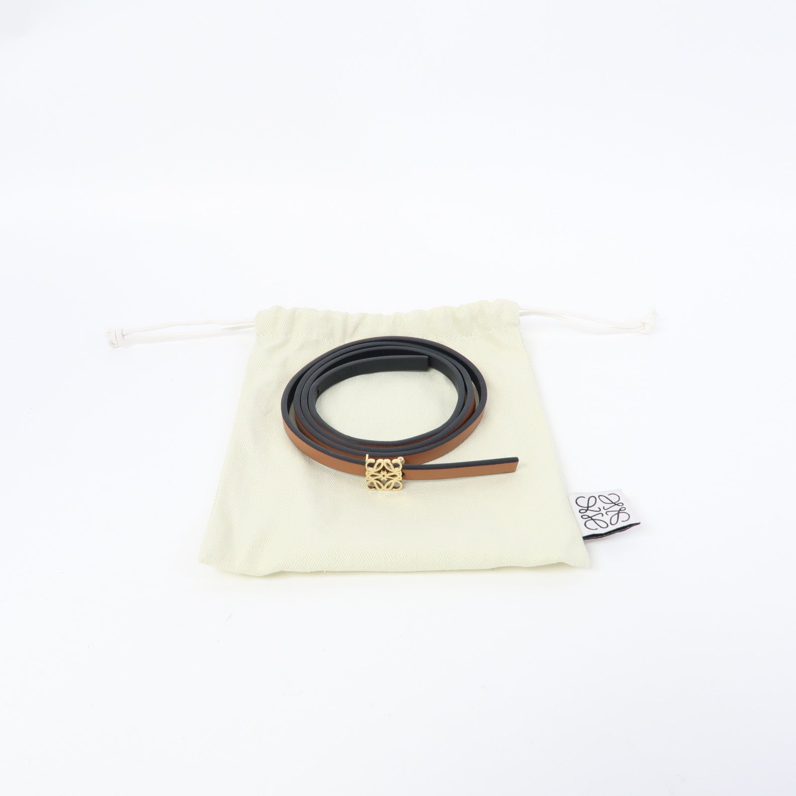 LOEWE 牛皮皮革Belt(90cm)金扣皮帶啡色
