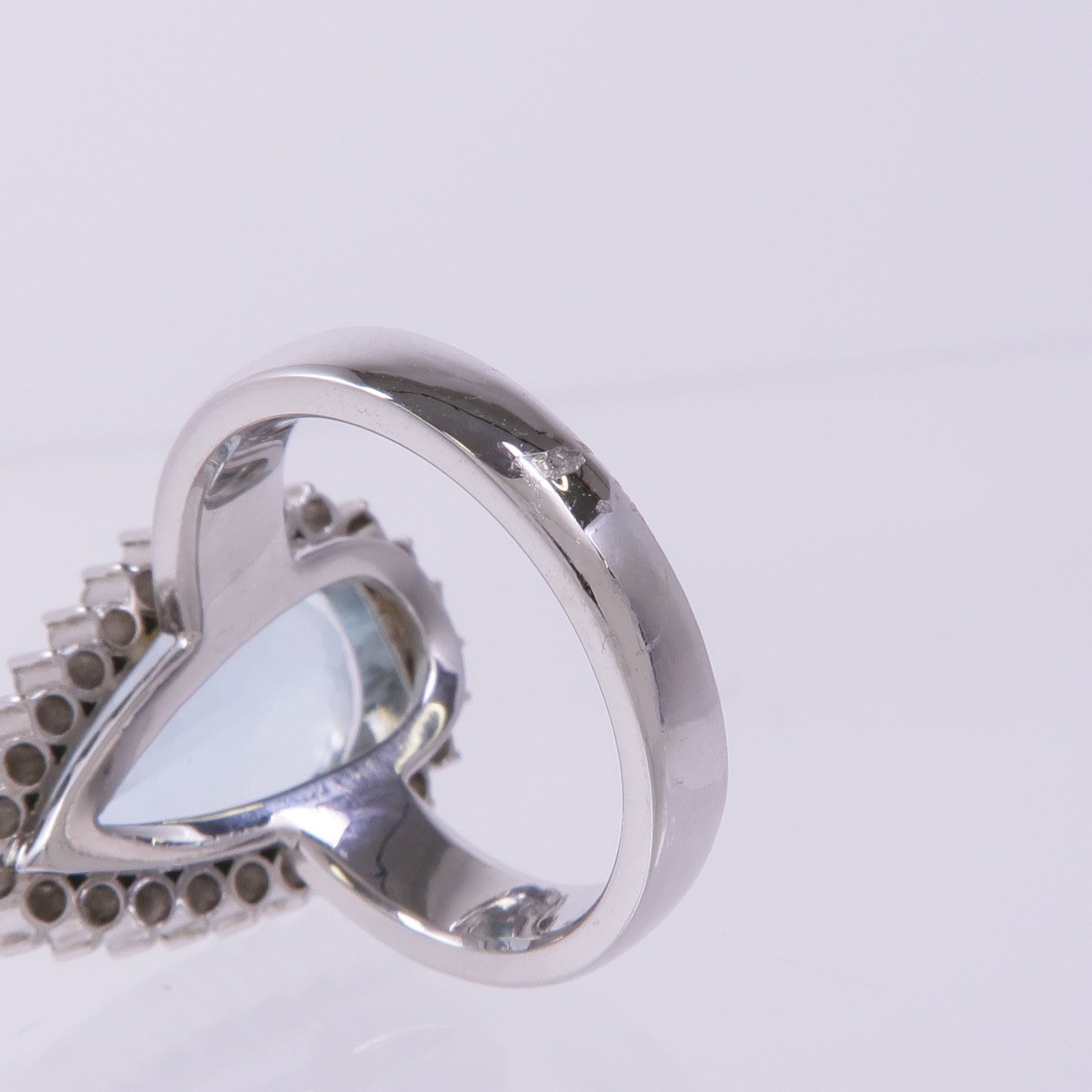 JEWELRY 18K白金Aquamarine Diamond Ring藍晶/鑽石戒指US#4.75