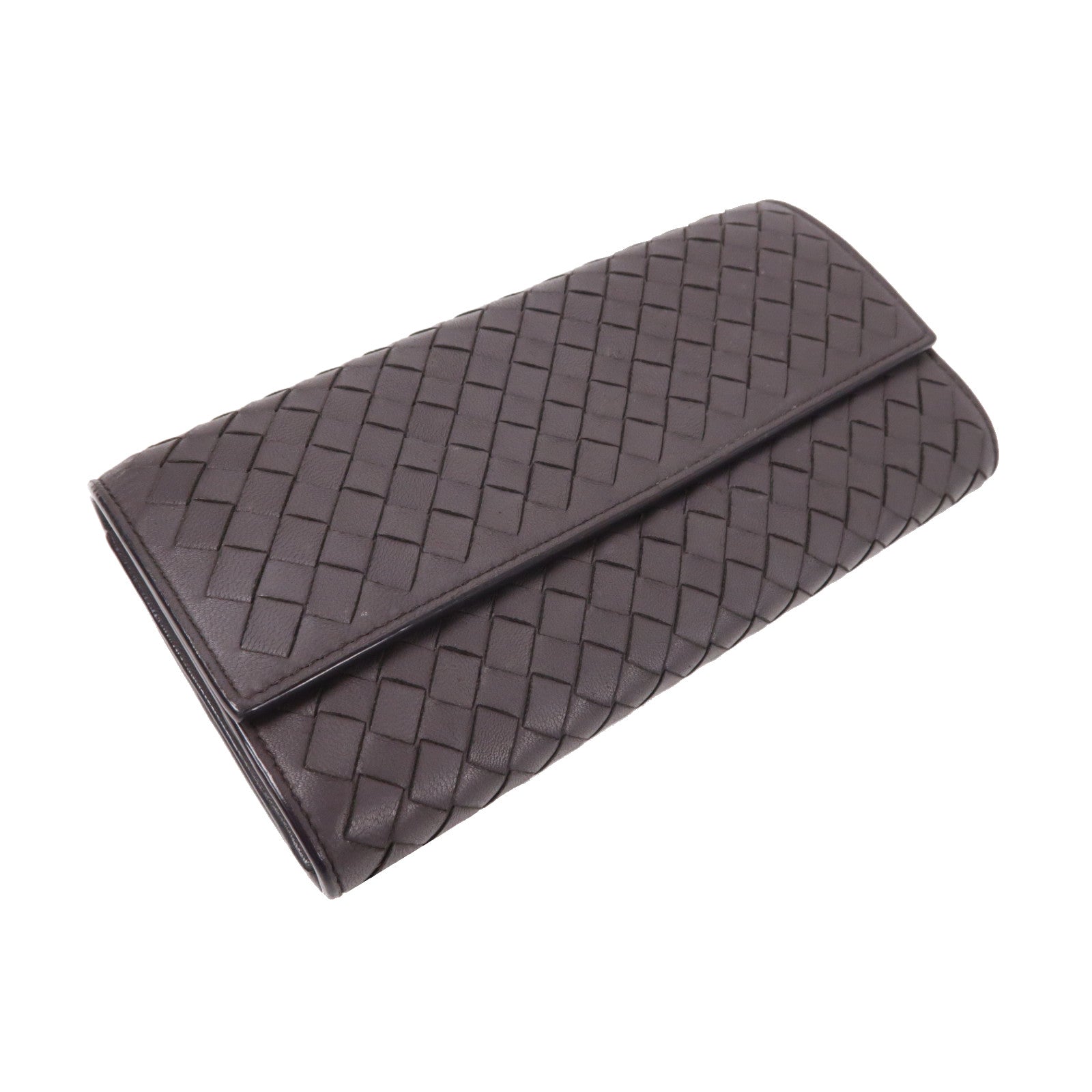 BOTTEGA VENETA 【激減優惠】織紋皮革Long Wallet長錢包啡色