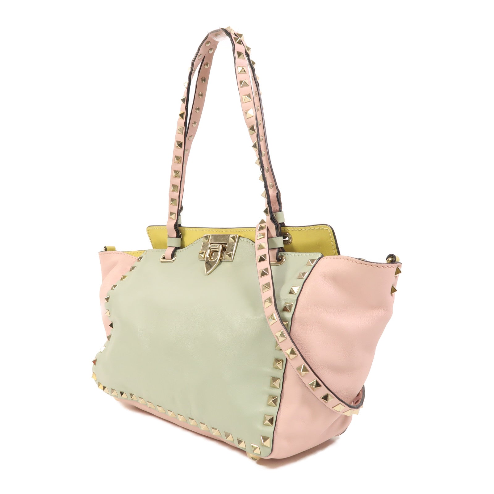 Valentino 羊皮皮革2 Way Shoulder金扣手挽肩背兩用袋