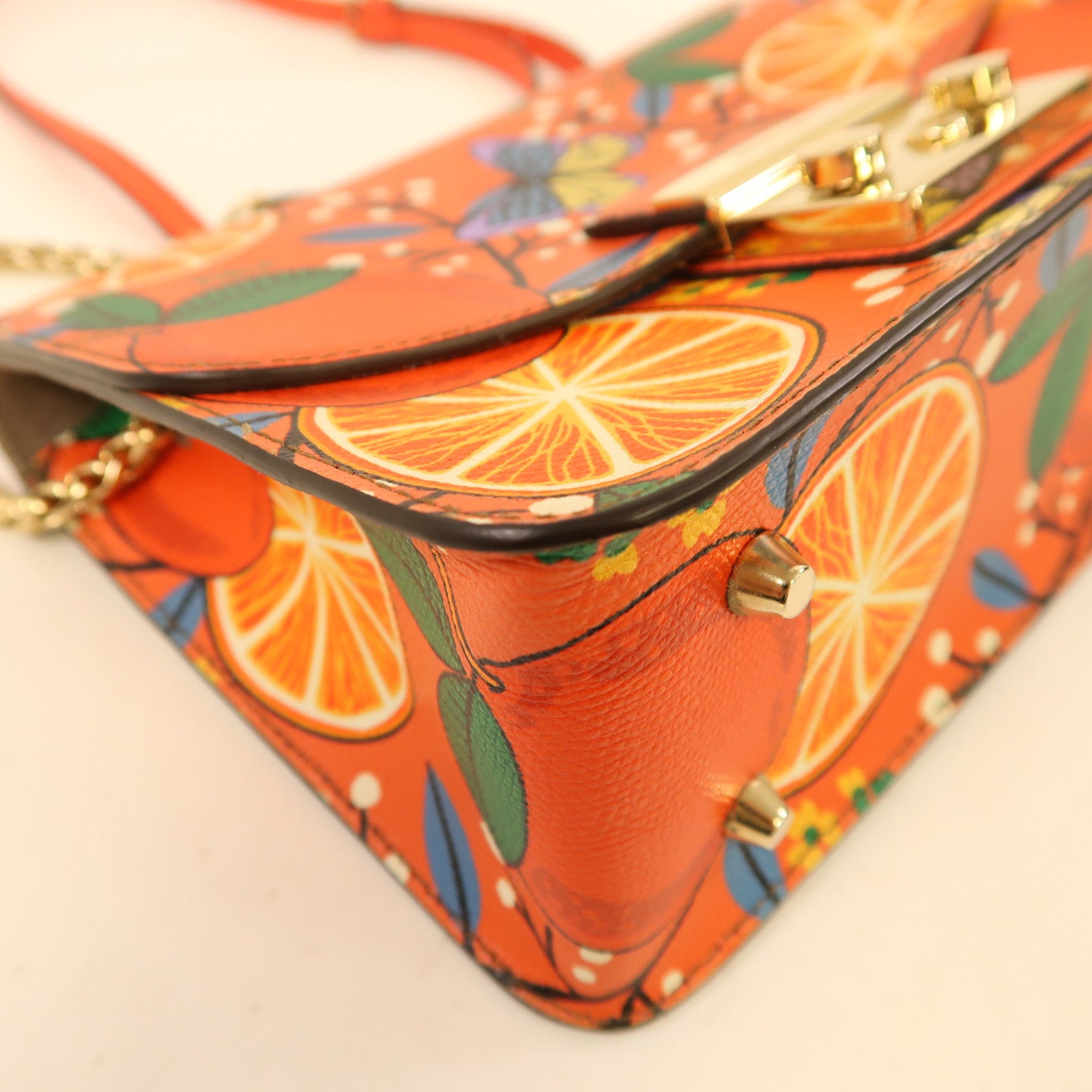 Furla 牛皮皮革Shoulder Bag金扣肩背袋紅色