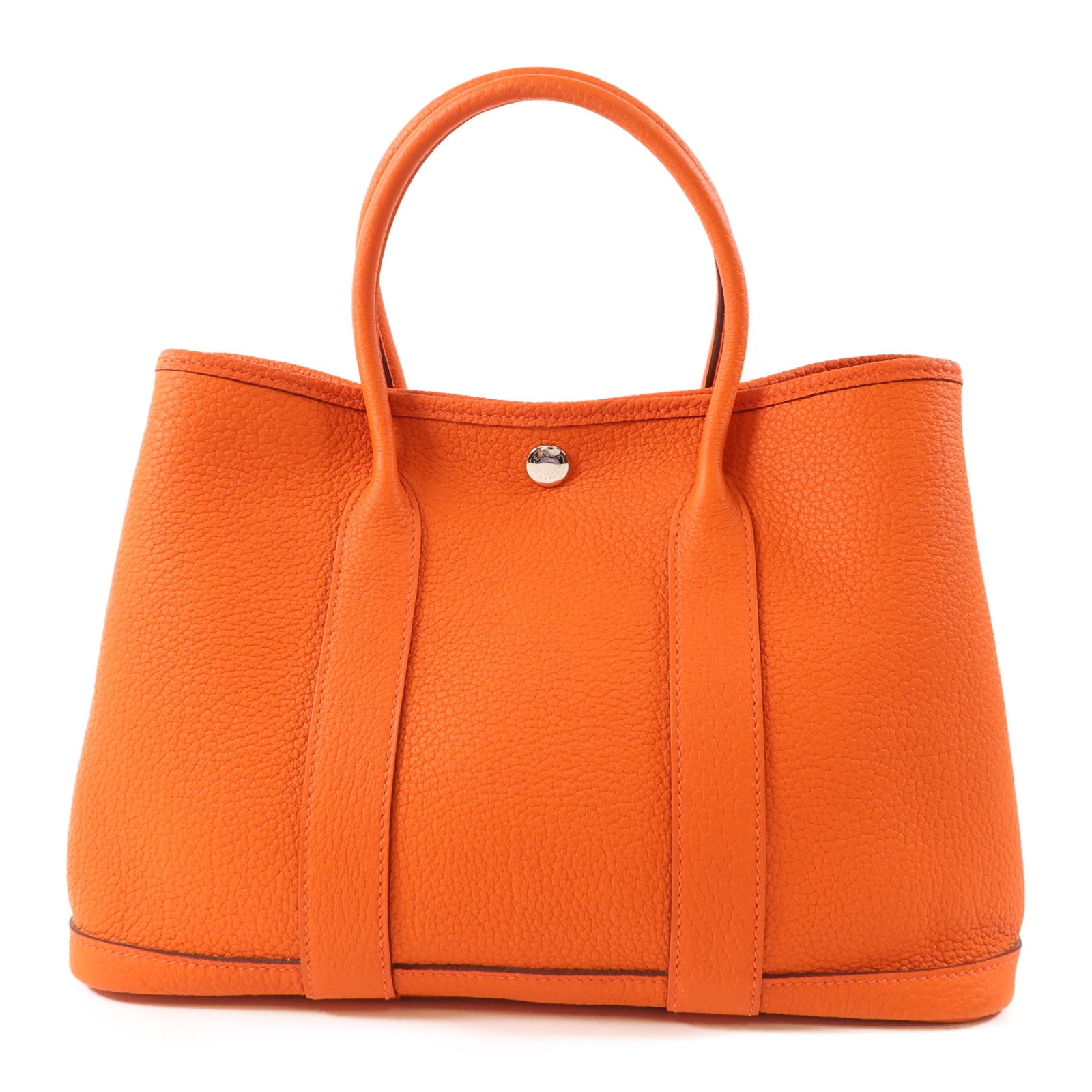 HERMES Negonda皮革Garden Party TPM銀扣手挽袋Orange Poppy