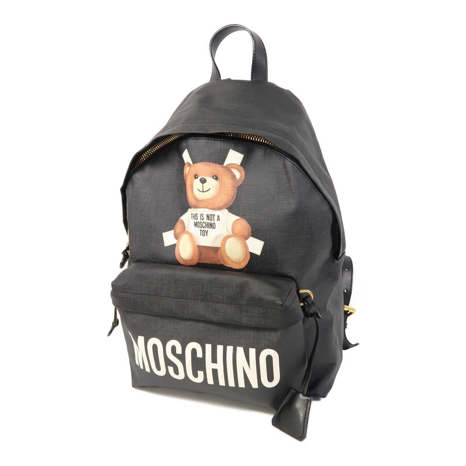 MOSCHINO 【激減優惠】塗層帆布Backpack金扣背包黑色