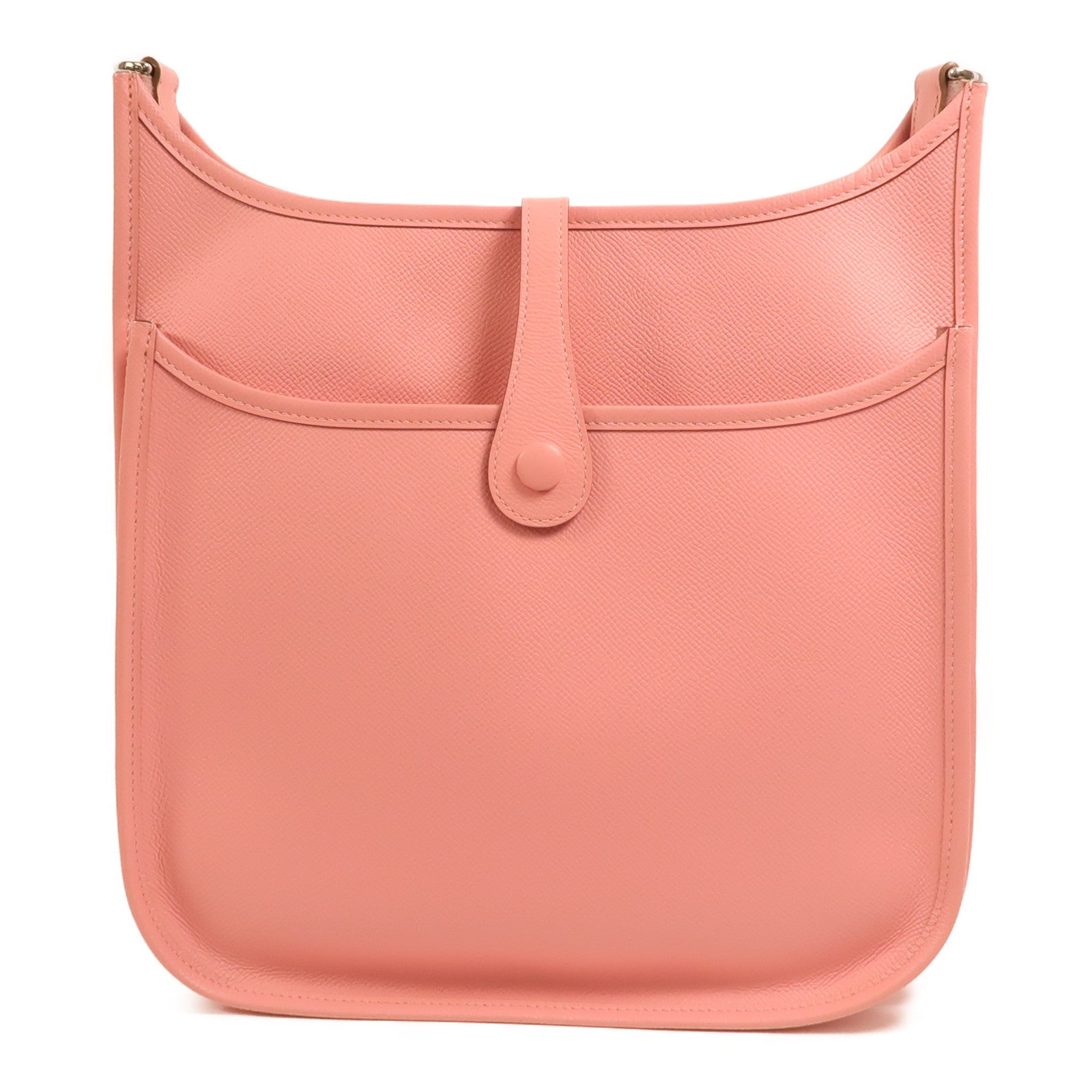 HERMES Epsom皮革Evelyne PM銀扣肩背袋Rose Confetti