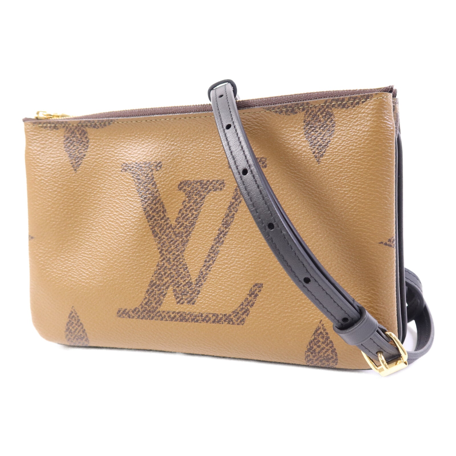 LOUIS VUITTON Monogram Giant Reverse Double Zip Pochette金扣肩背袋