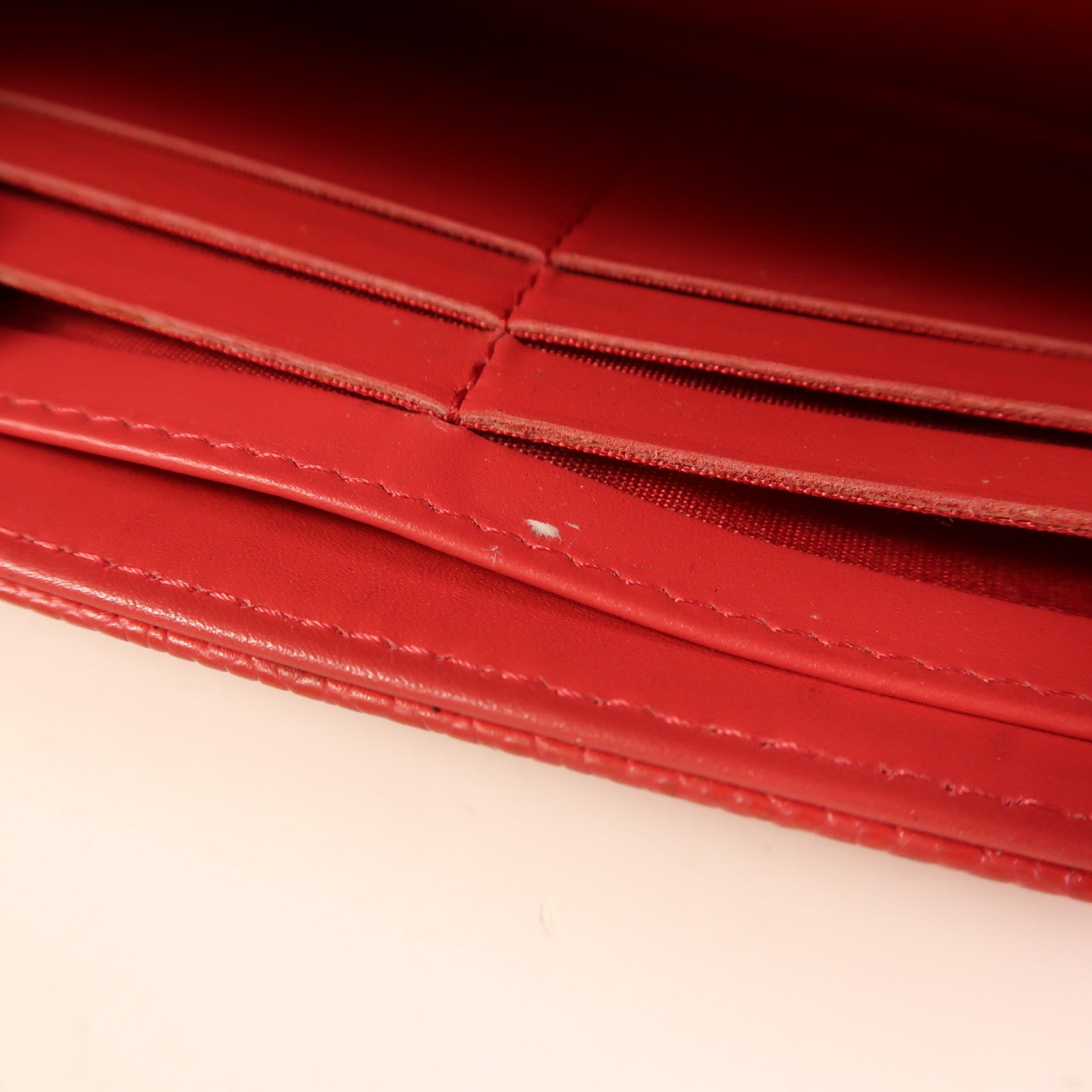 CHANEL CC Long Wallet Calfskin Leather Red