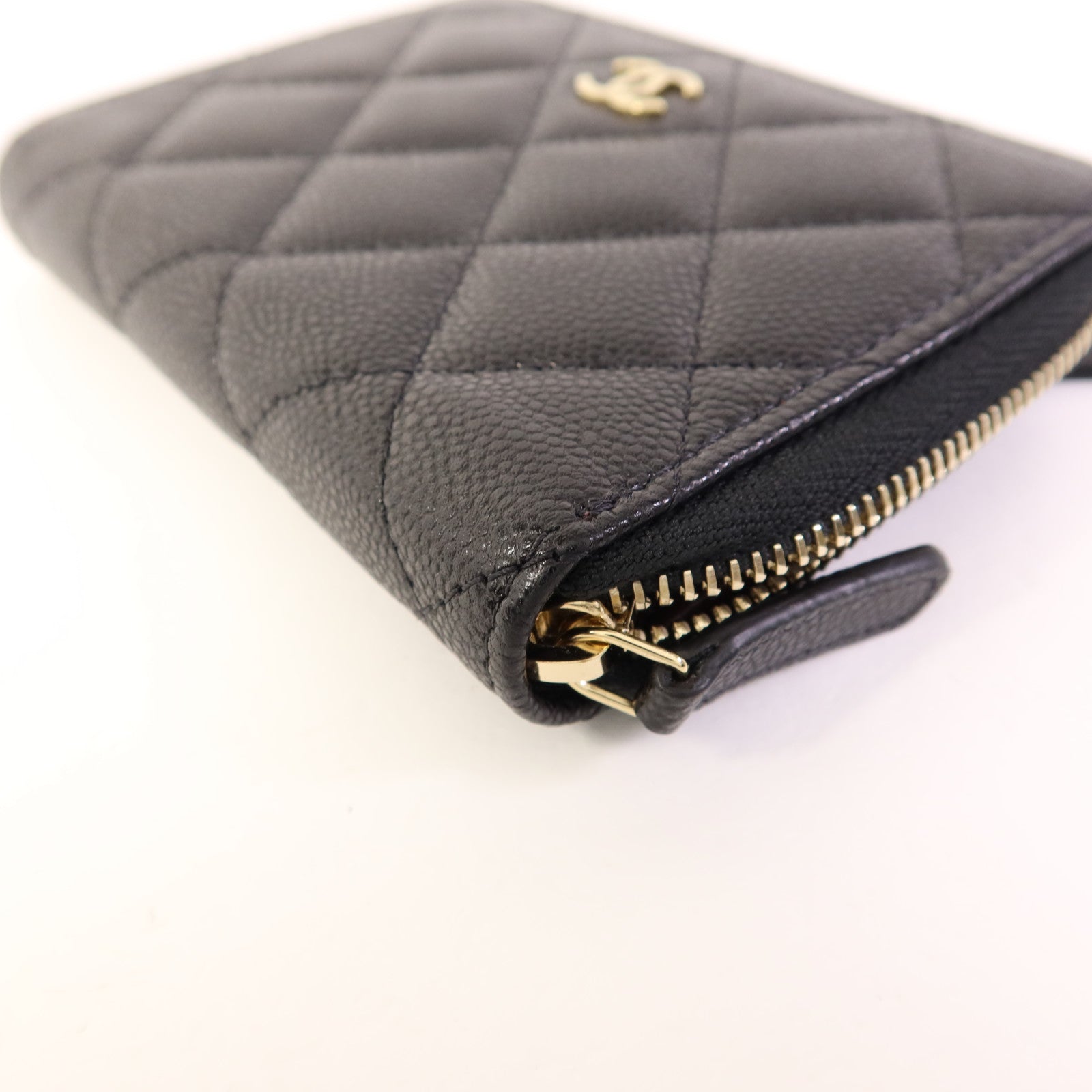 CHANEL 牛皮皮革Round Wallet金扣錢包