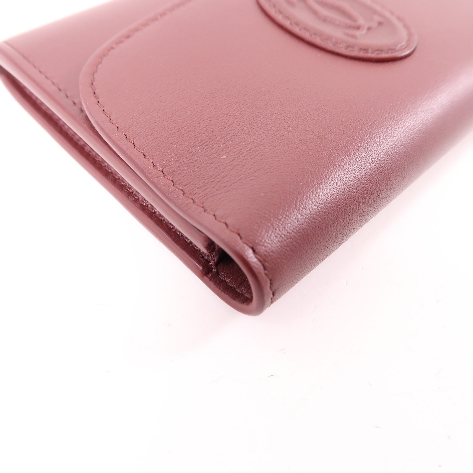 CARTIER 牛皮皮革Card Case金扣卡片套酒紅色