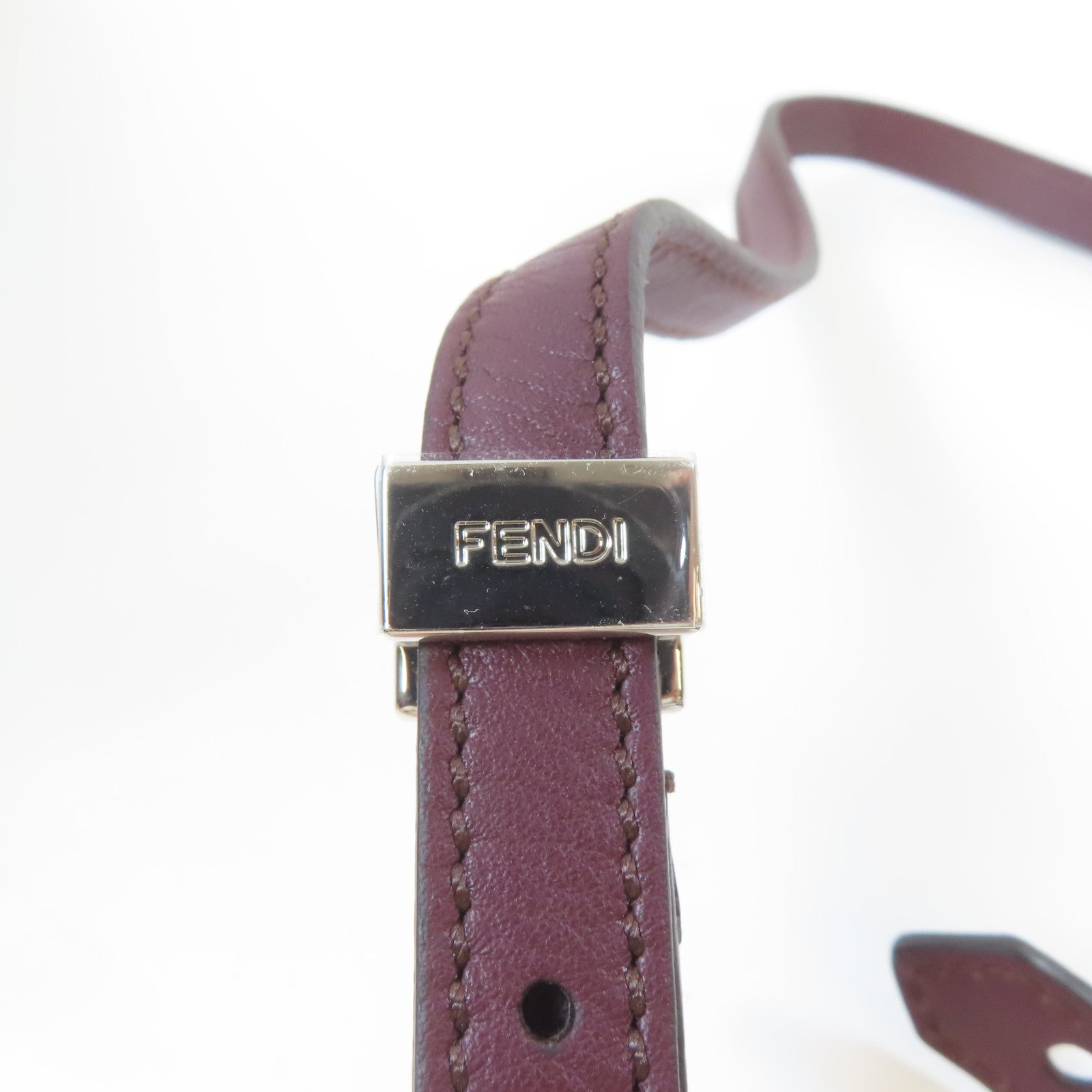 FENDI 牛皮皮革2 Jours銀扣手挽肩背兩用袋深紅色