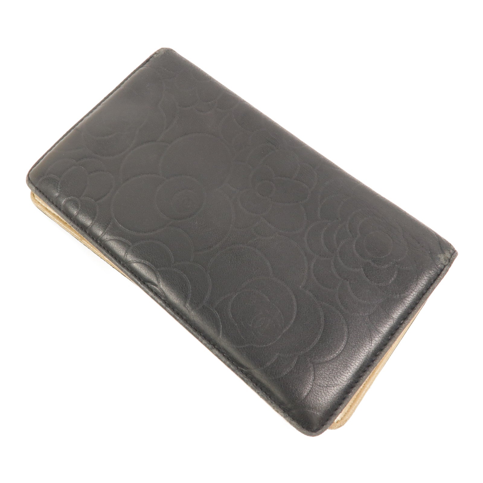 CHANEL 【激減優惠】羊皮皮革Camellia Embossed Long Wallet長錢包