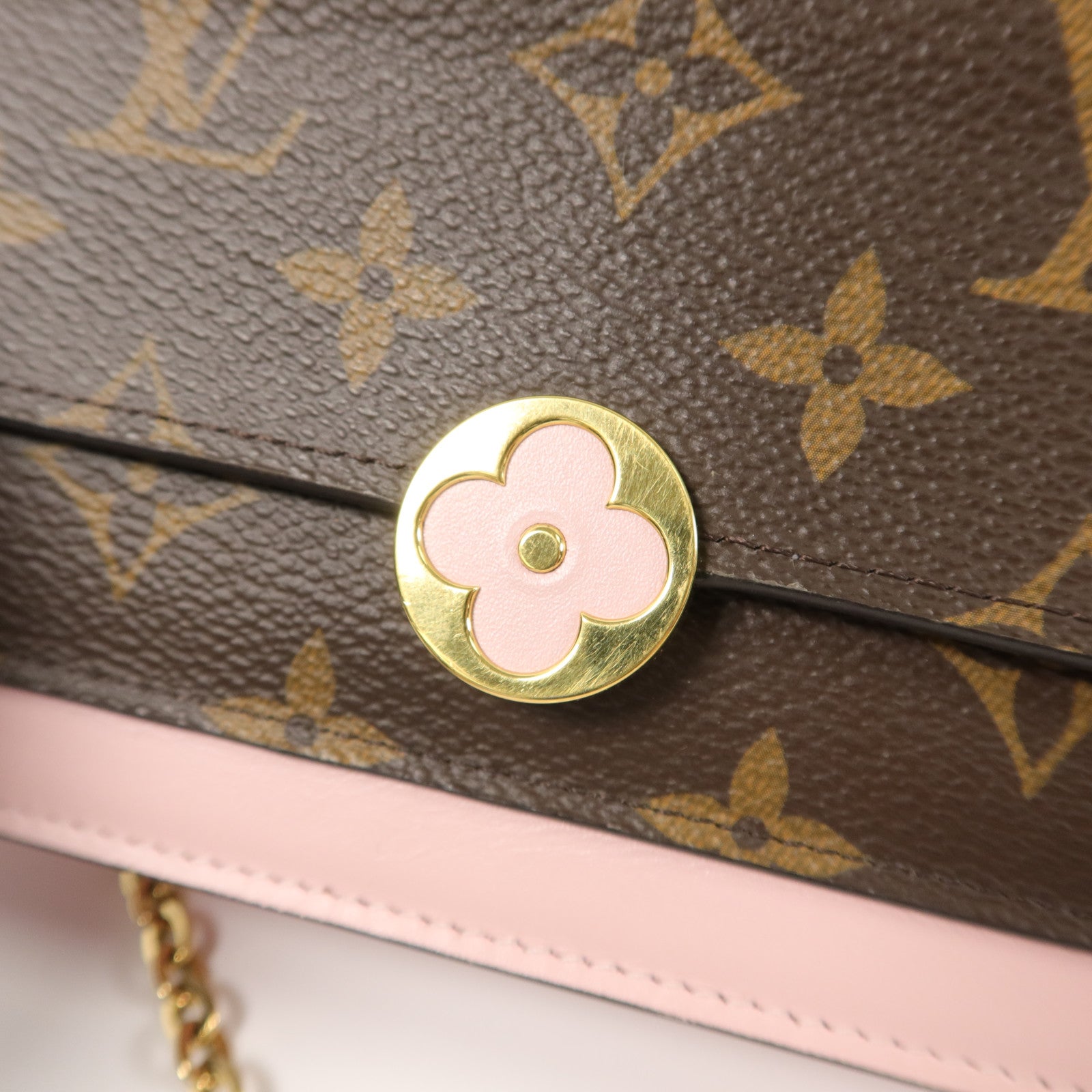 LOUIS VUITTON Monogram Flore Chain Wallet鏈帶肩背袋