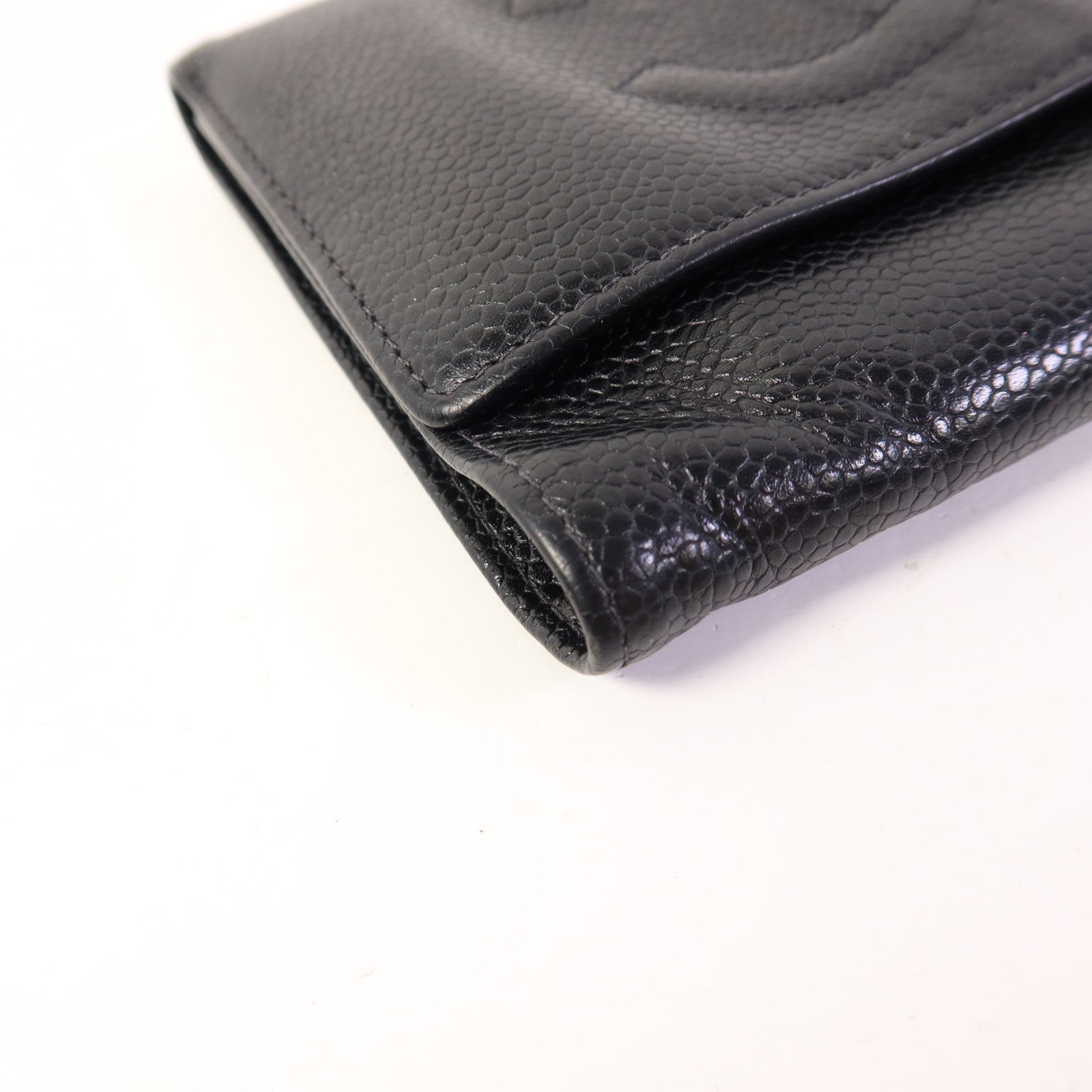 CHANEL 牛皮皮革Trifold Wallet金扣錢包