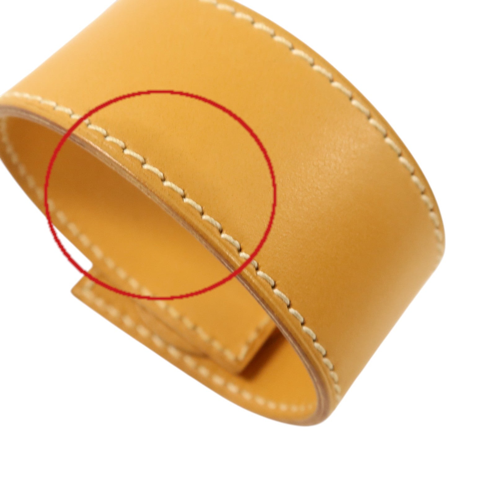 HERMES Barenia皮革Clou De Selle銀扣手鐲Natural Sable