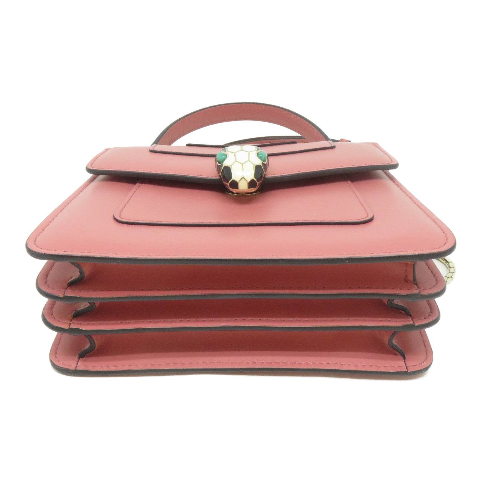 BVLGARI (PRICE DOWN) GWH Serpenti Forever 2Way Shoulder Handbag Calfskin Leather Pink