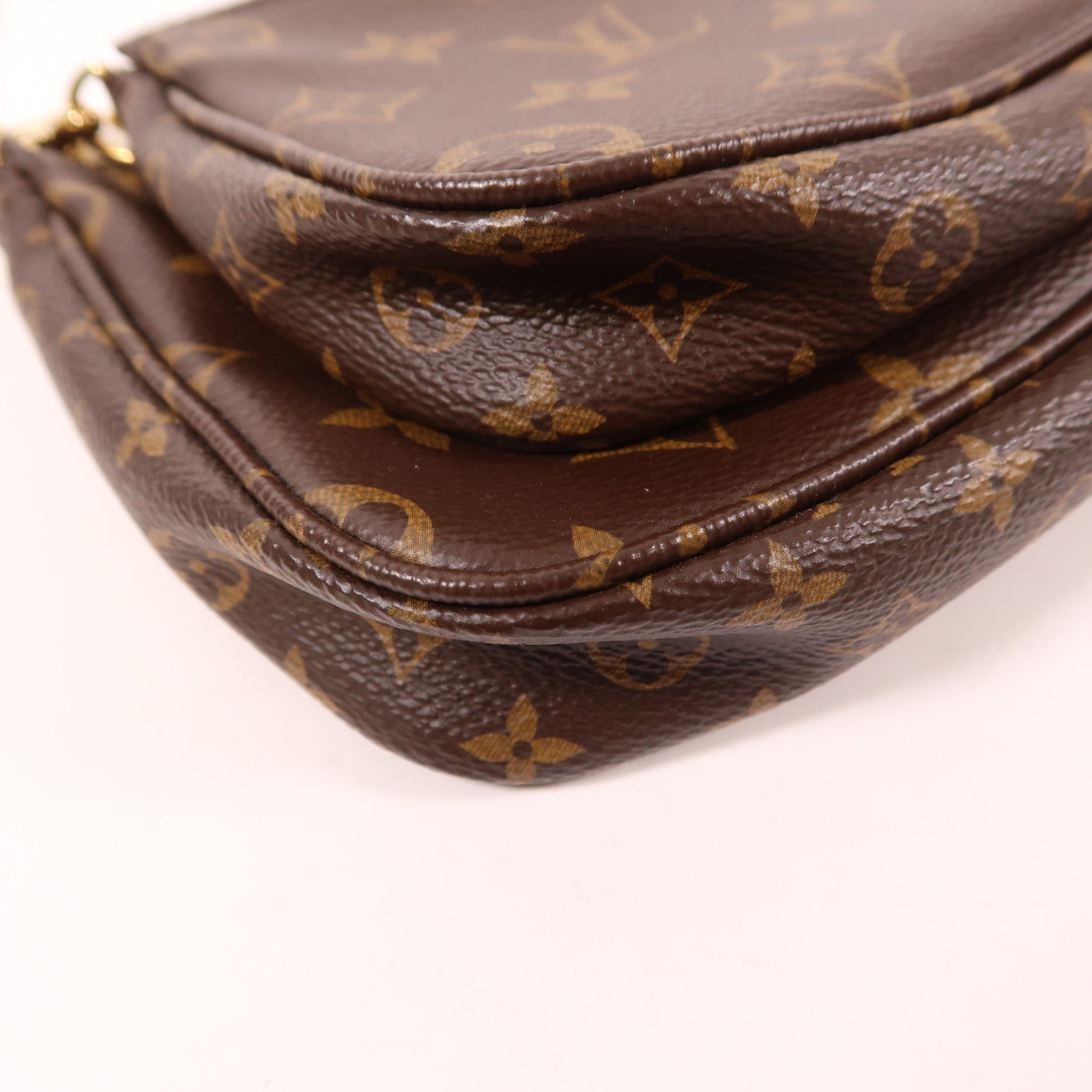 LOUIS VUITTON Monogram Multi Pochette Accessoires金扣肩背袋棕色