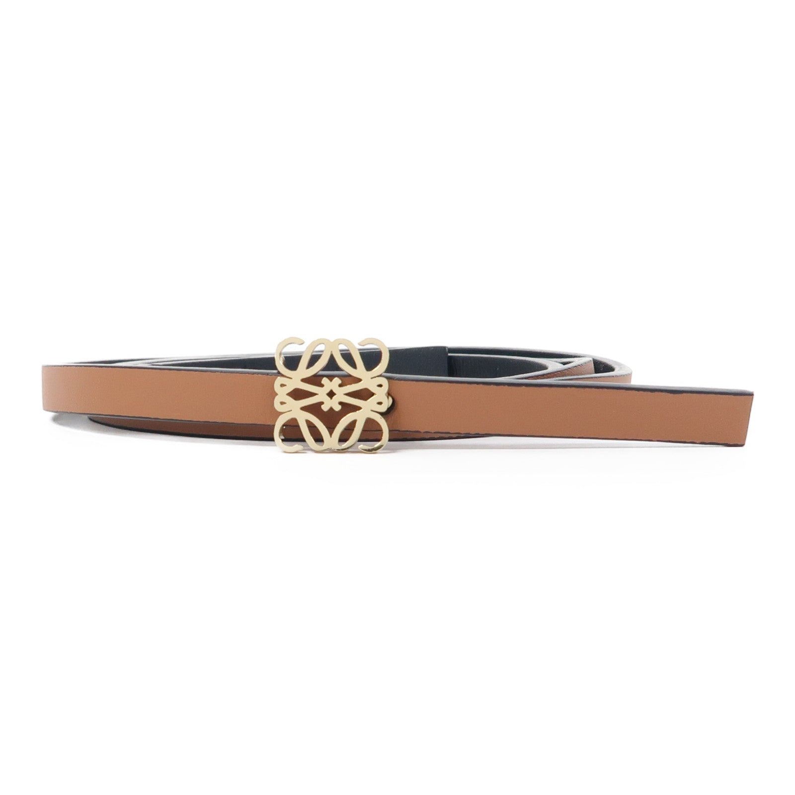 LOEWE 牛皮皮革Belt(90cm)金扣皮帶啡色