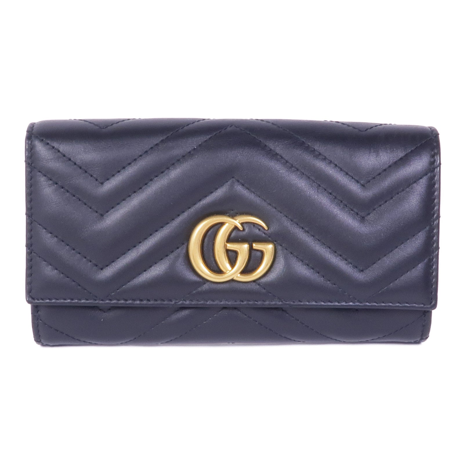 GUCCI 牛皮皮革GG Marmont Long Wallet金扣錢包