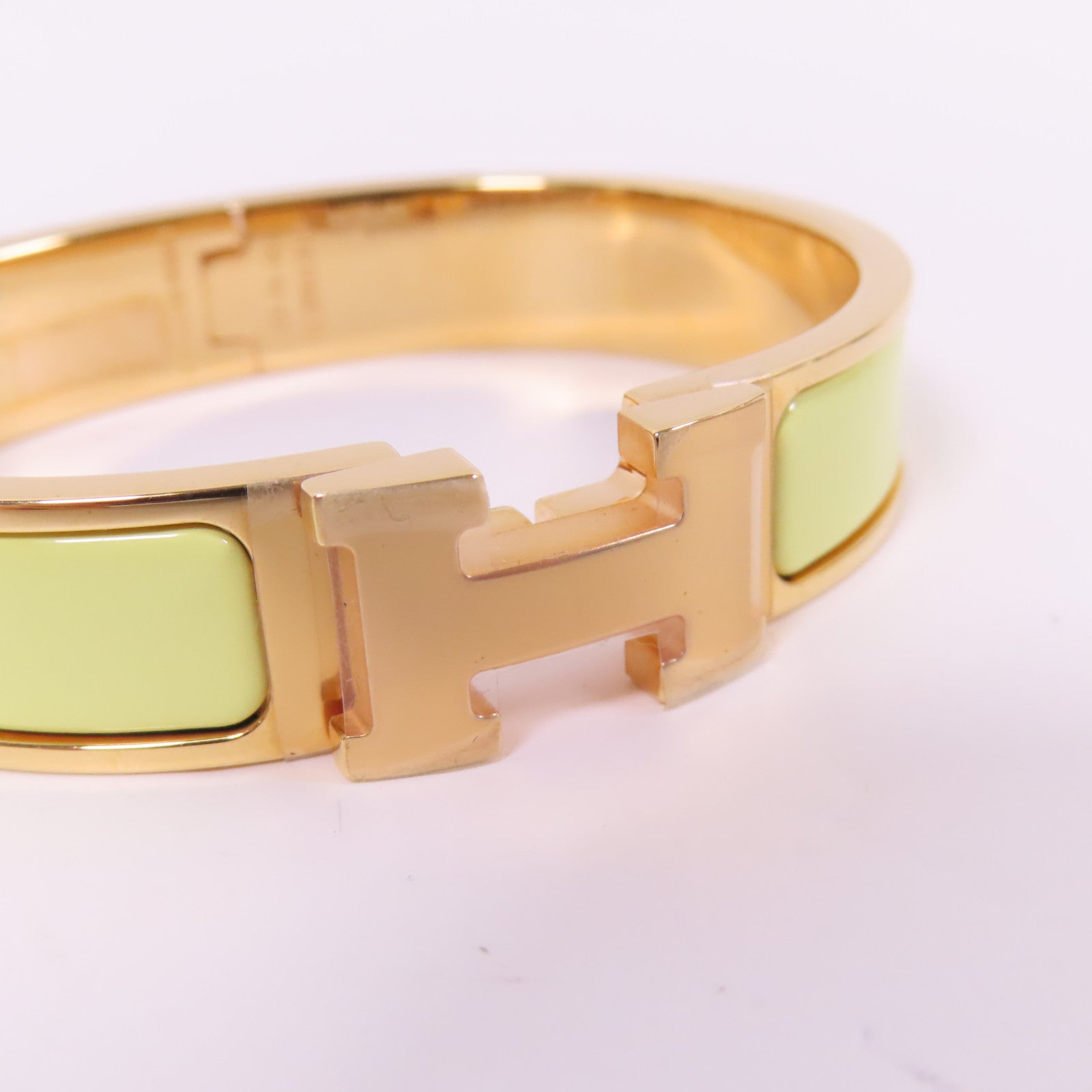 HERMES 金屬Clic H Bracelet手鐲Jaune Poussin