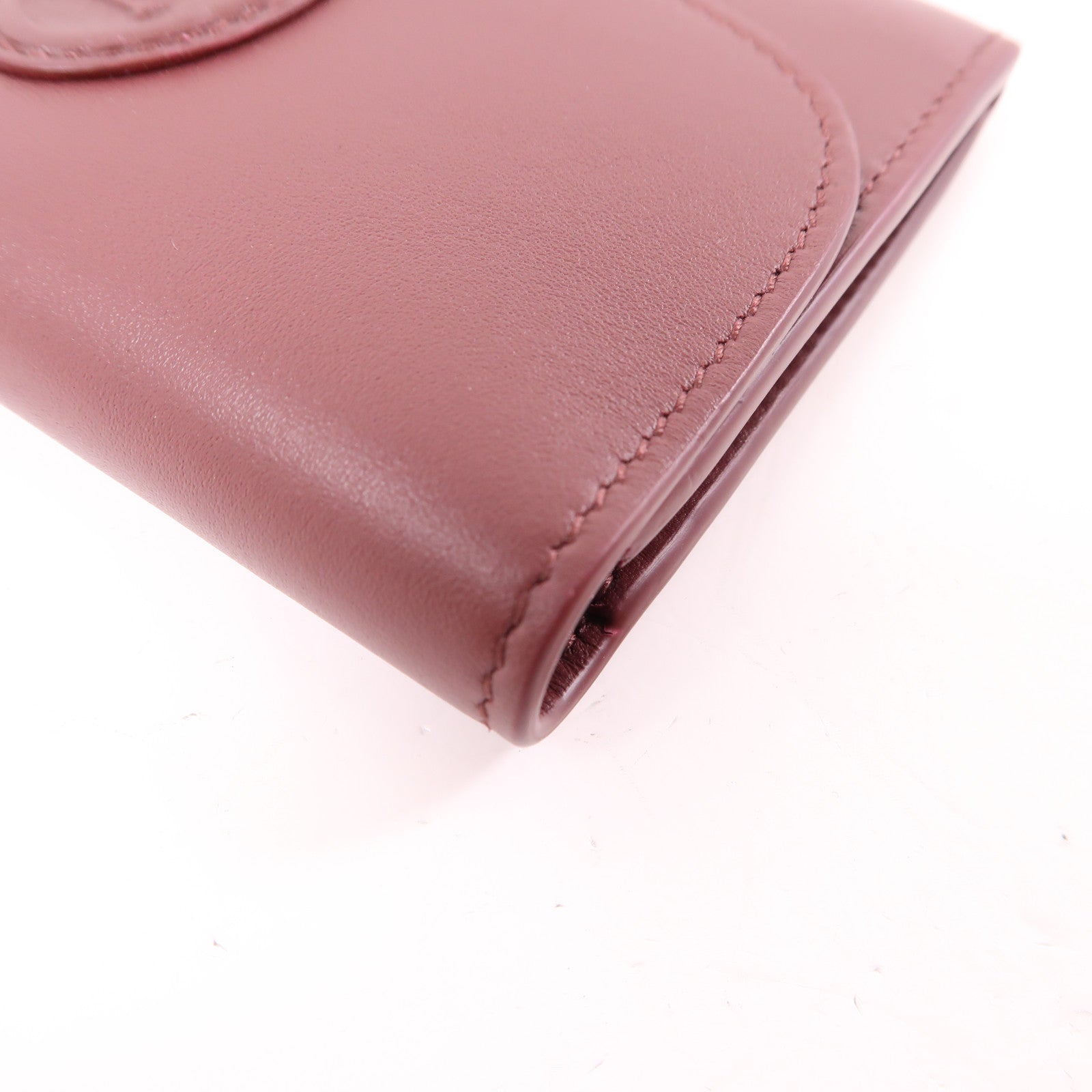 CARTIER 牛皮皮革Card Case金扣卡片套酒紅色