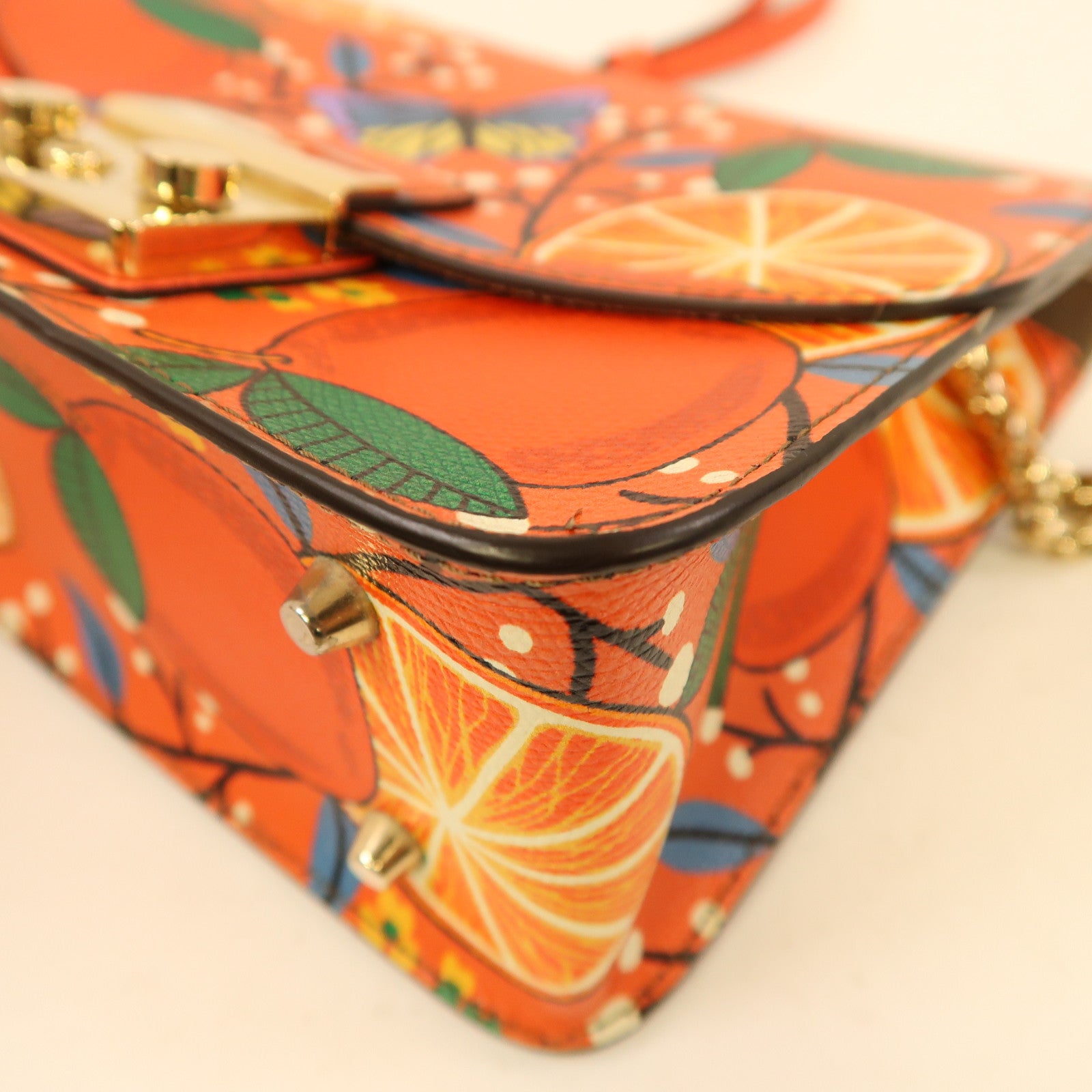Furla 牛皮皮革Shoulder Bag金扣肩背袋紅色