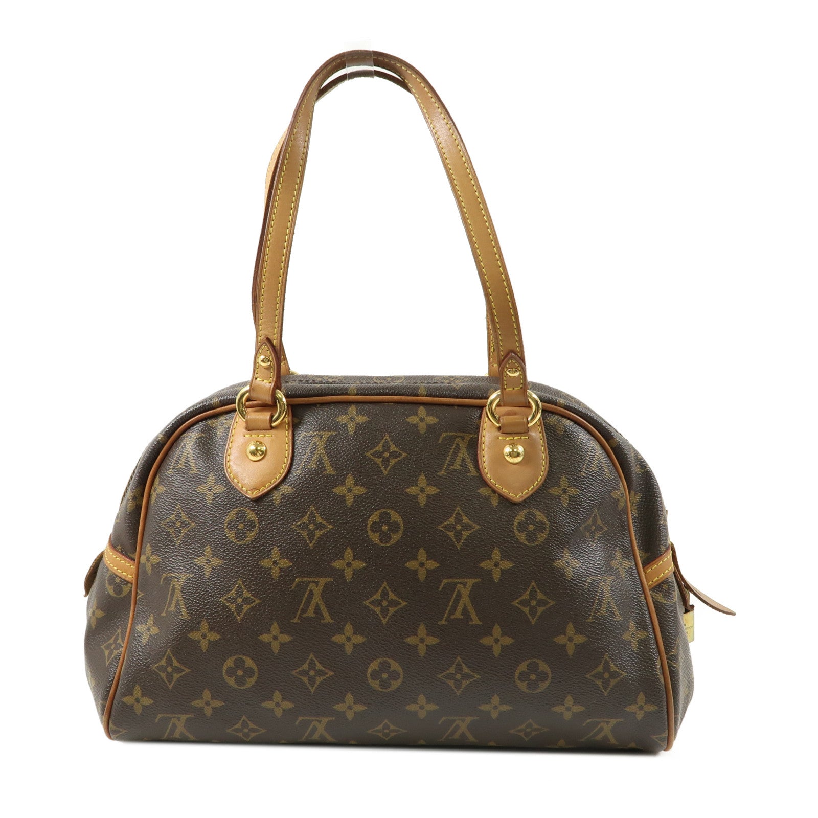 LOUIS VUITTON Monogram Montorgueil PM金扣肩背袋棕色