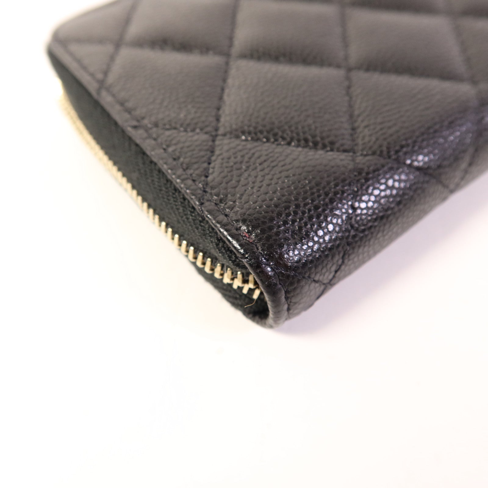 CHANEL 牛皮皮革Round Wallet金扣錢包