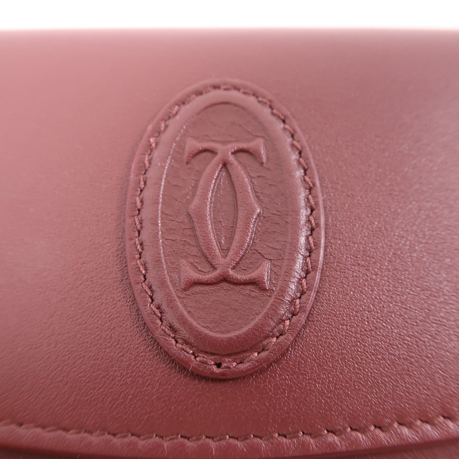 CARTIER 牛皮皮革Card Case金扣卡片套酒紅色