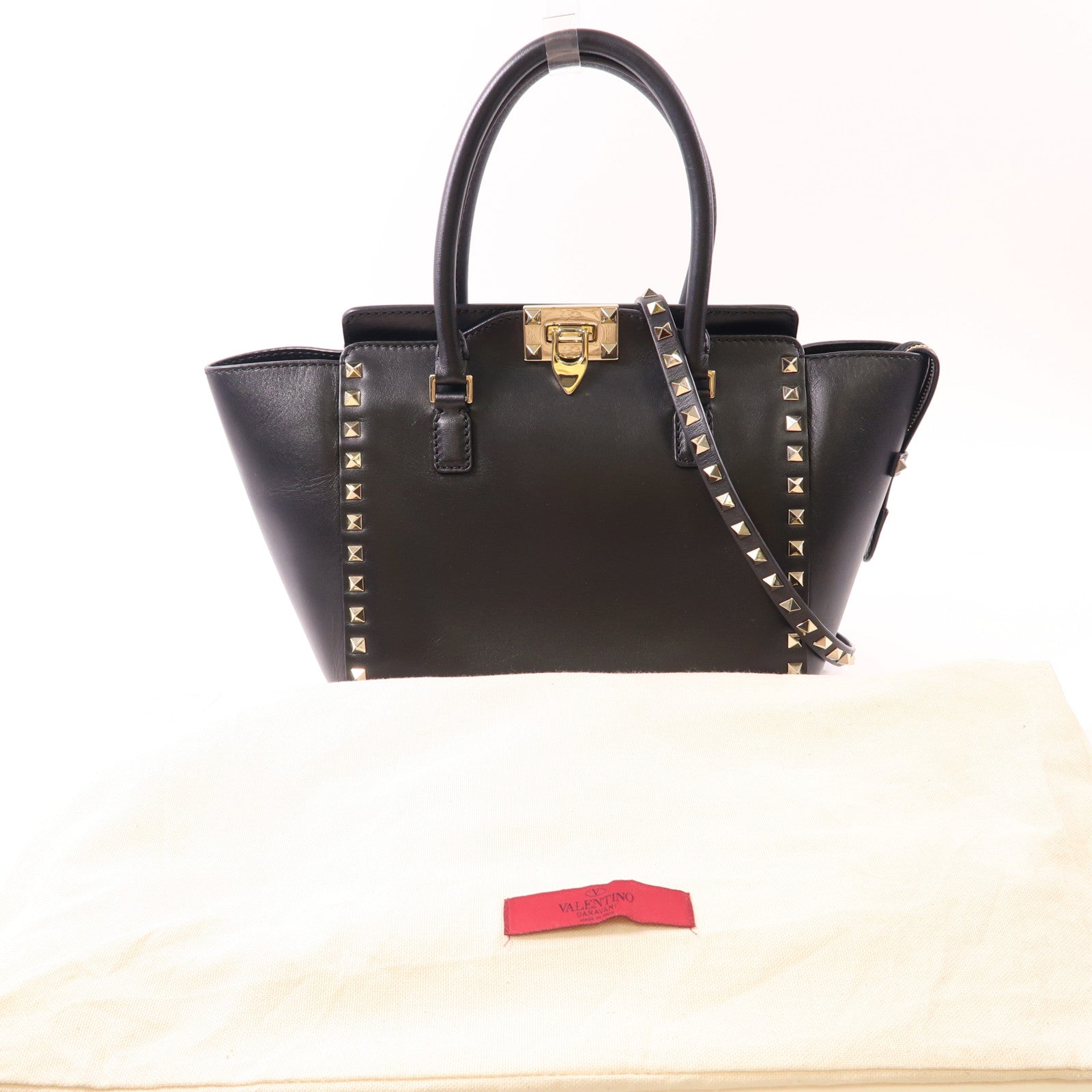 Valentino 牛皮皮革2way Shoulder金扣手挽肩背兩用袋