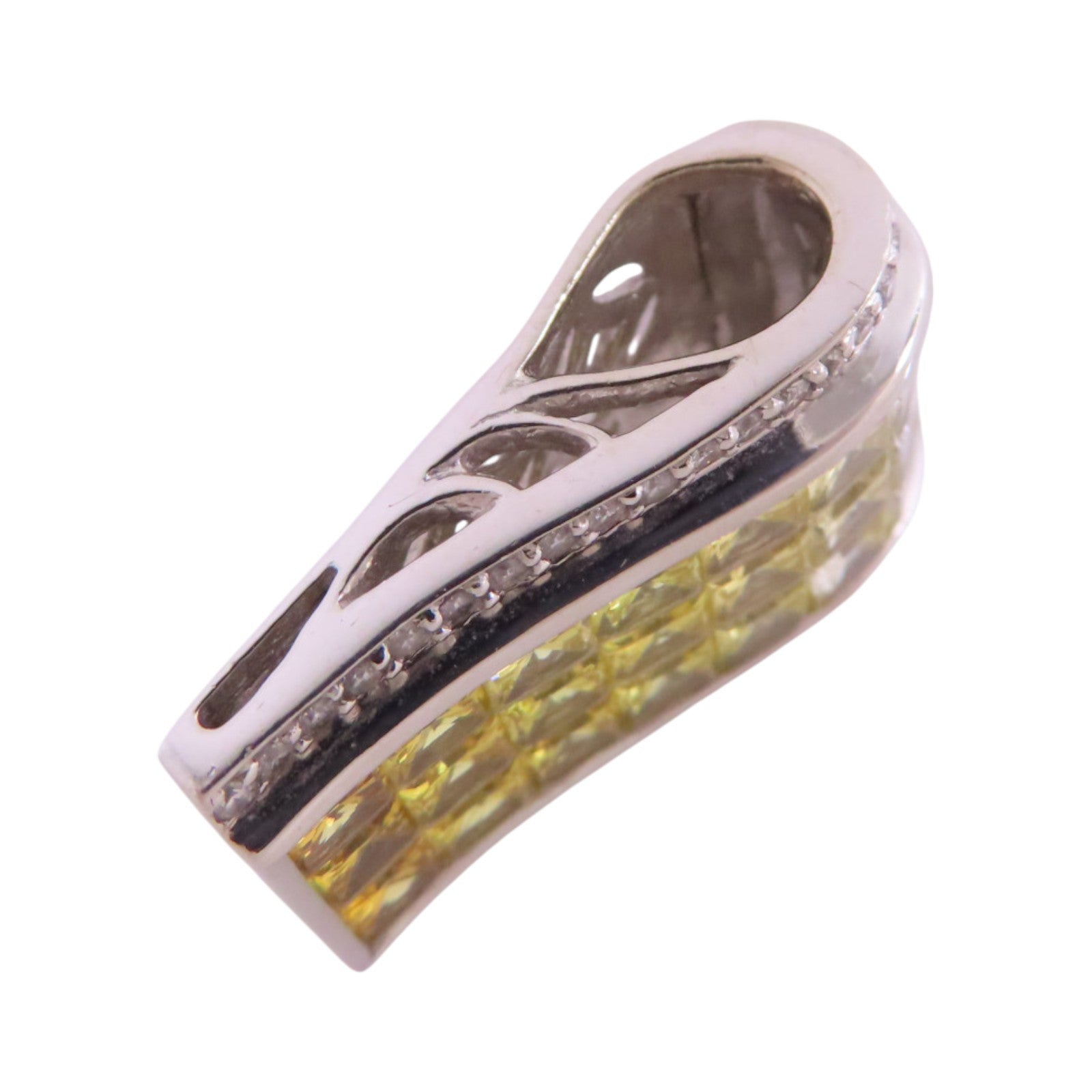 JEWELRY 【激減優惠】18K白金/黃藍寶石/鑽石Yellow Sapphire Diamond Pendant Top吊墜頭扣