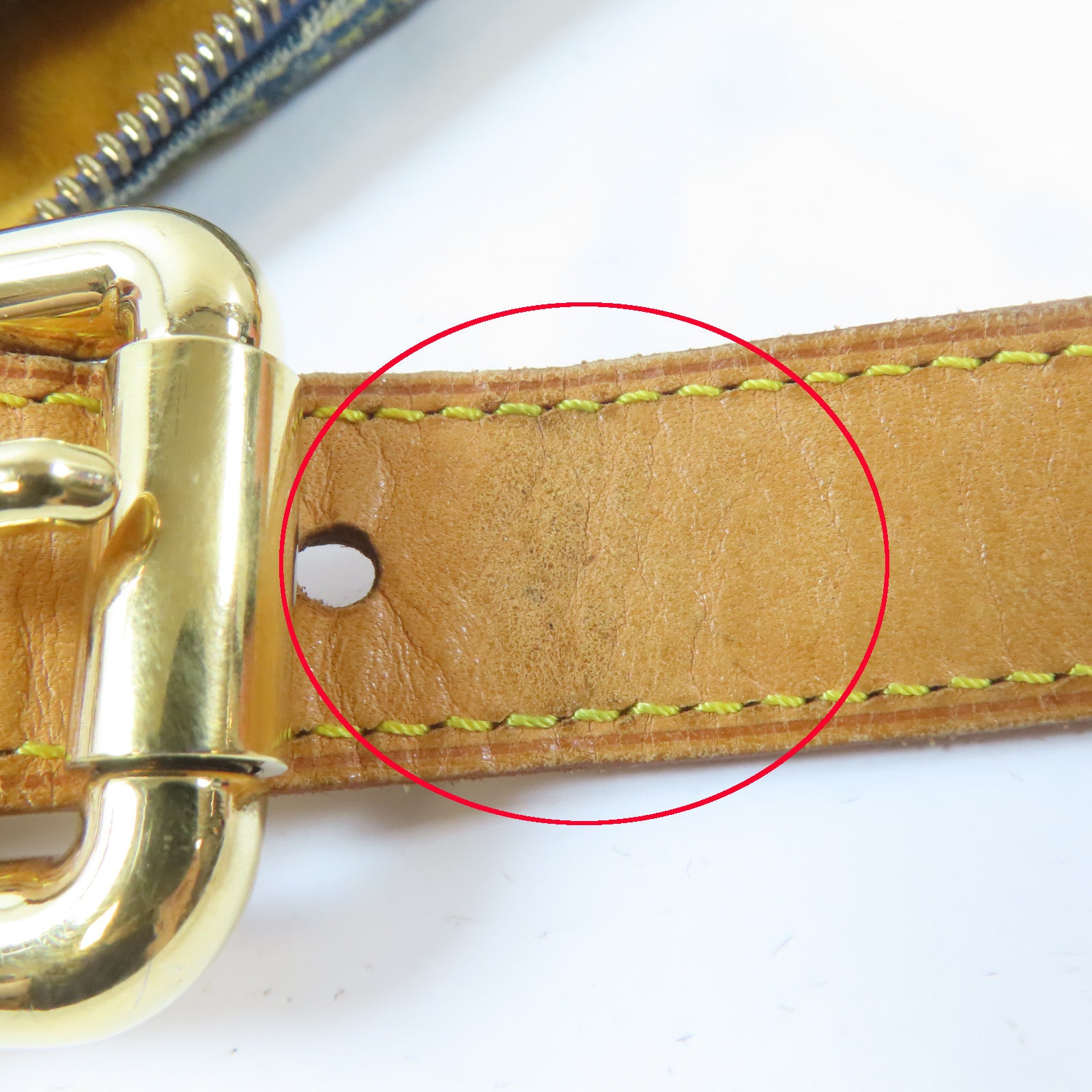 LOUIS VUITTON Monogram Denim Buggy GM金扣肩背袋藍色/啡色