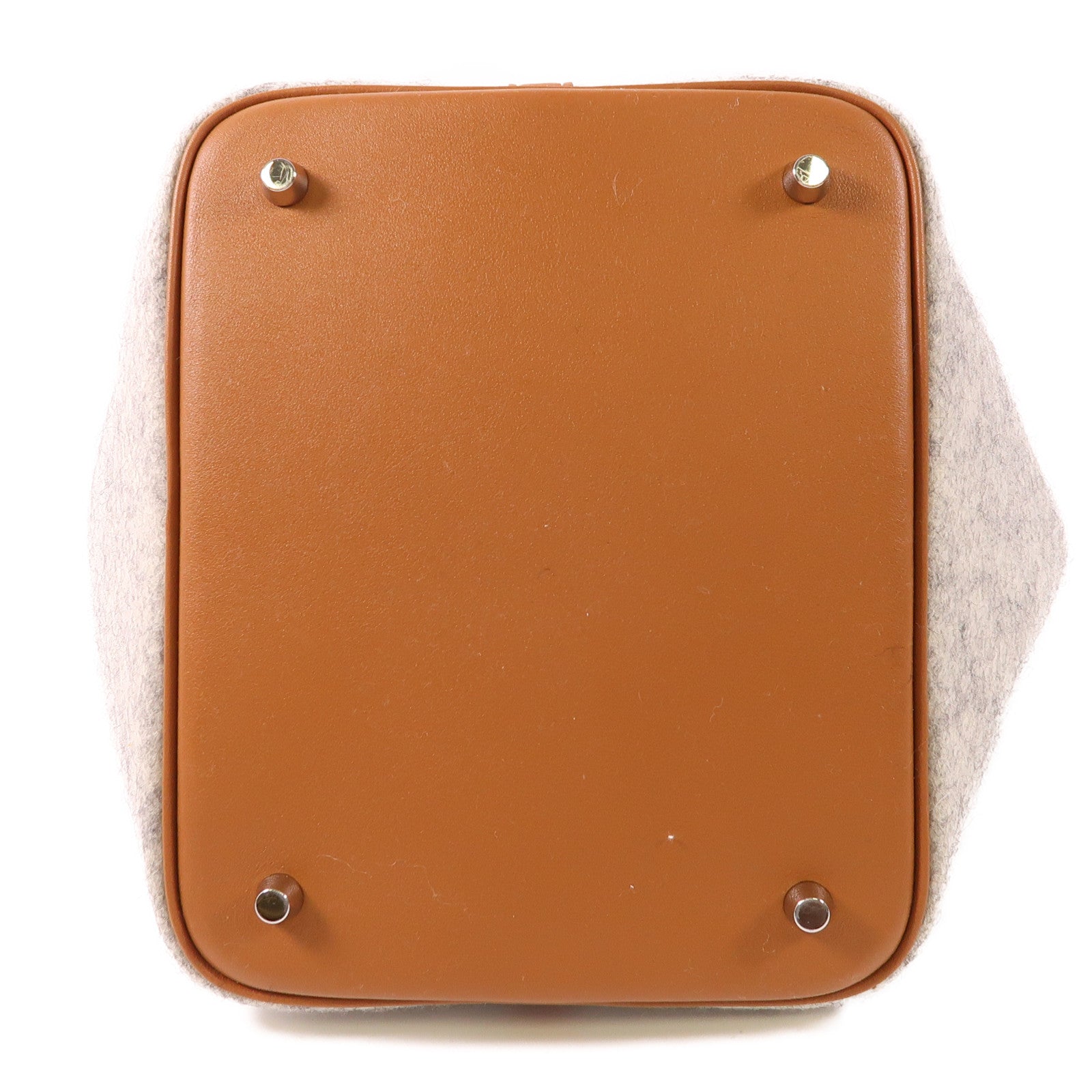 HERMES PHW Picotin MM Tote Bag Felt Gris Clair