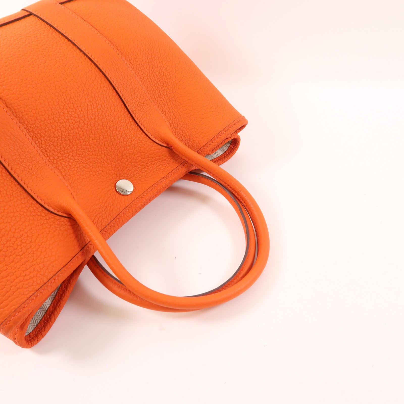 HERMES Negonda皮革Garden Party TPM銀扣手挽袋Orange Poppy